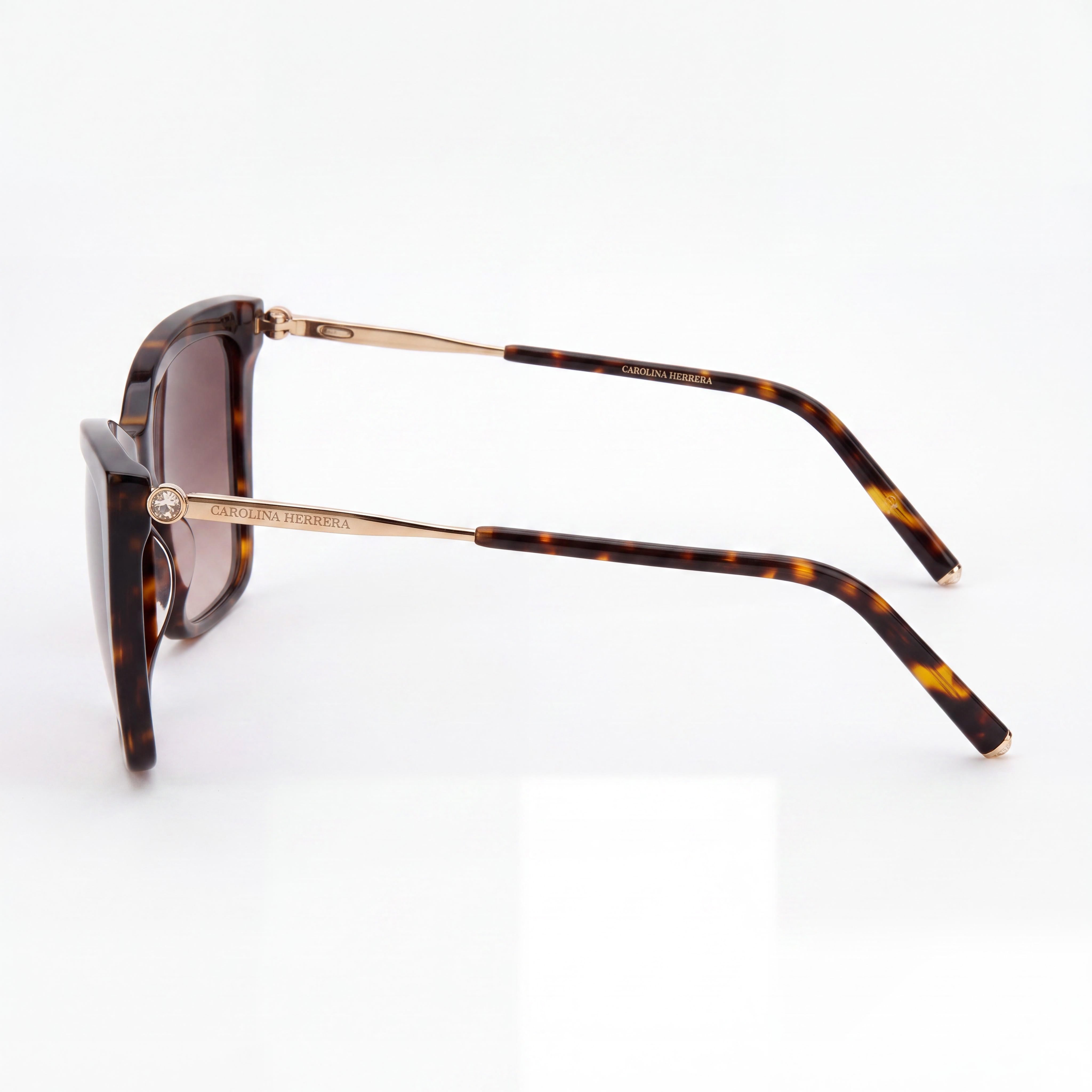 Carolina Herrera HER 0180/S Gafas de sol rectangulares unisex de acetato marrón habana dorado Protección UV Sin polarizar 57-17-145, Photo 3