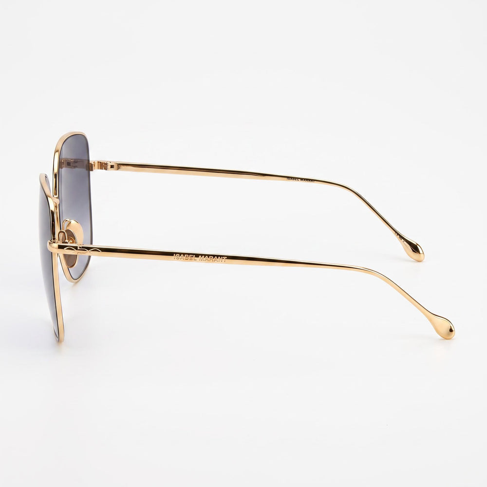 Gafas de sol clásicas Isabel Marant para mujer, montura completa, cuadradas, de acero inoxidable, color negro y dorado, de policarbonato, no polarizadas, de 58 mm