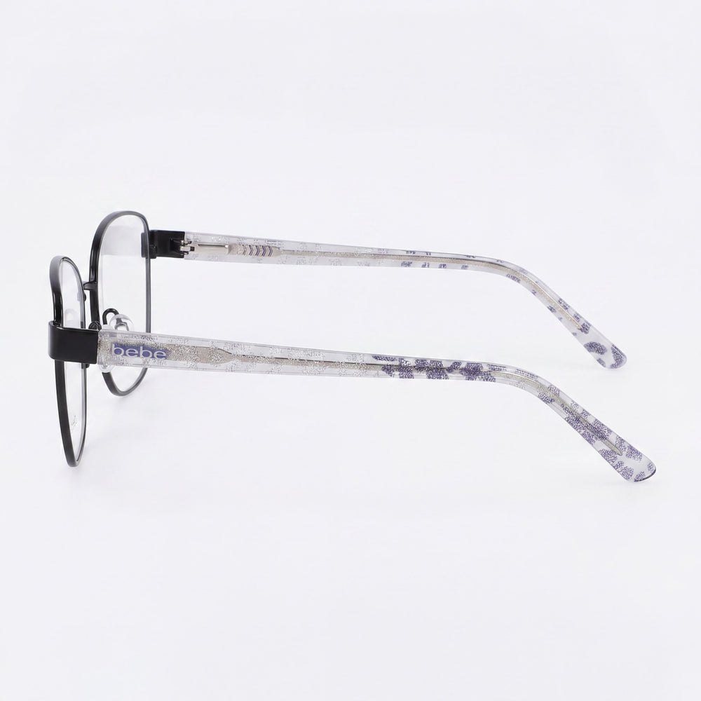 bebe Bb5209 Men's Metal Frame Eyewear, Jet Black, Featuring Clear Lenses, 54mm Lens Width