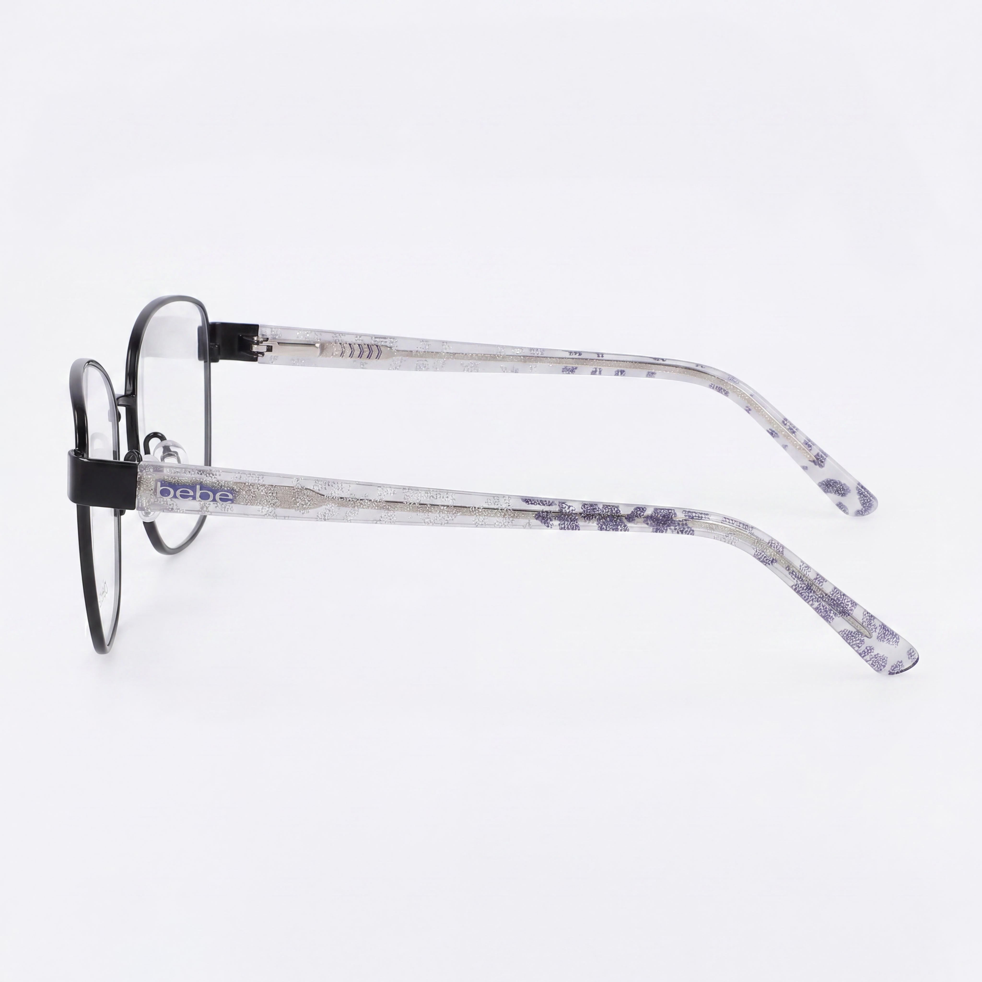 bebe Bb5209 Men's Metal Frame Eyewear, Jet Black, Featuring Clear Lenses, 54mm Lens Width, Photo 3
