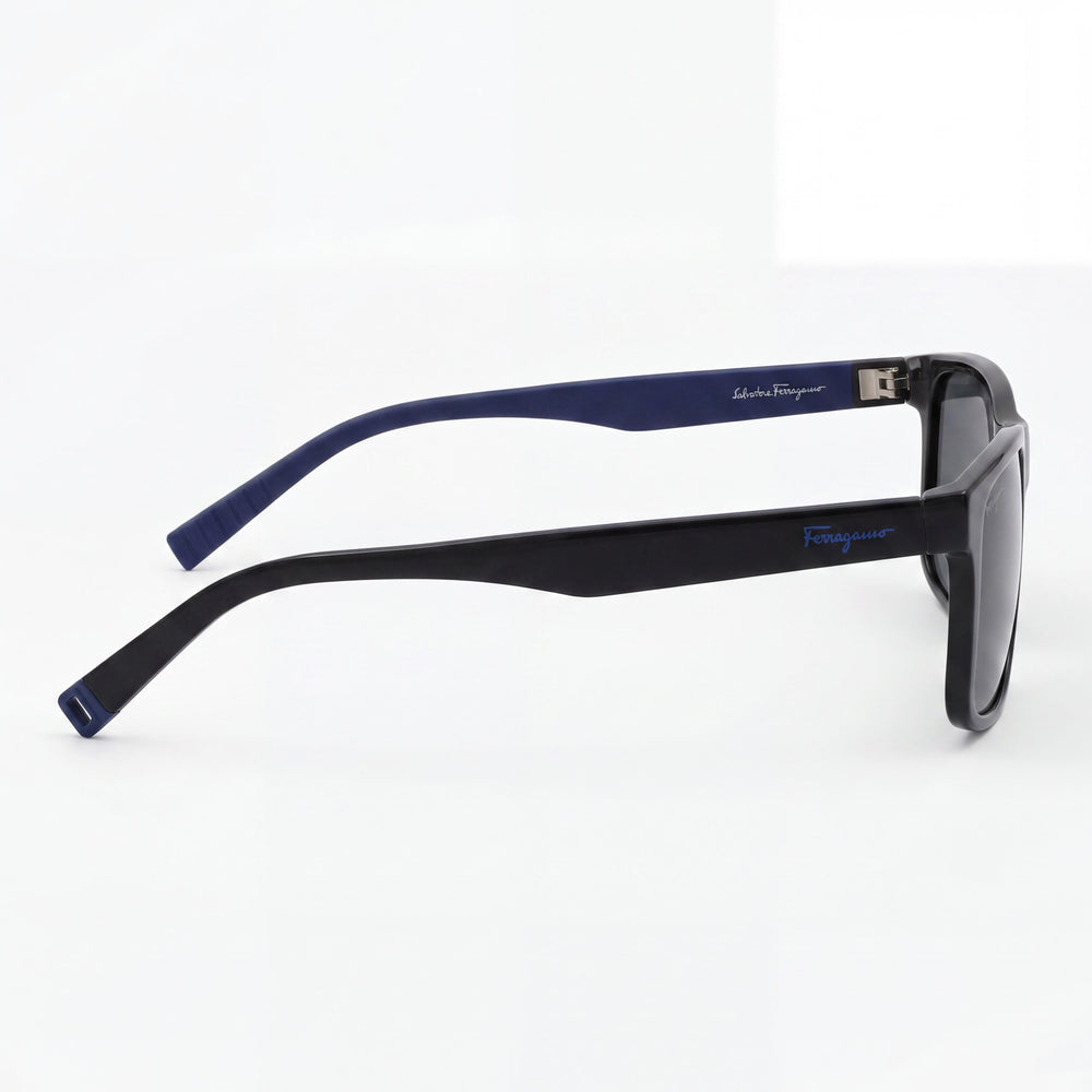 Salvatore Ferragamo Gafas de sol para hombre Plástico Negro Mate Negro Azul 57mm