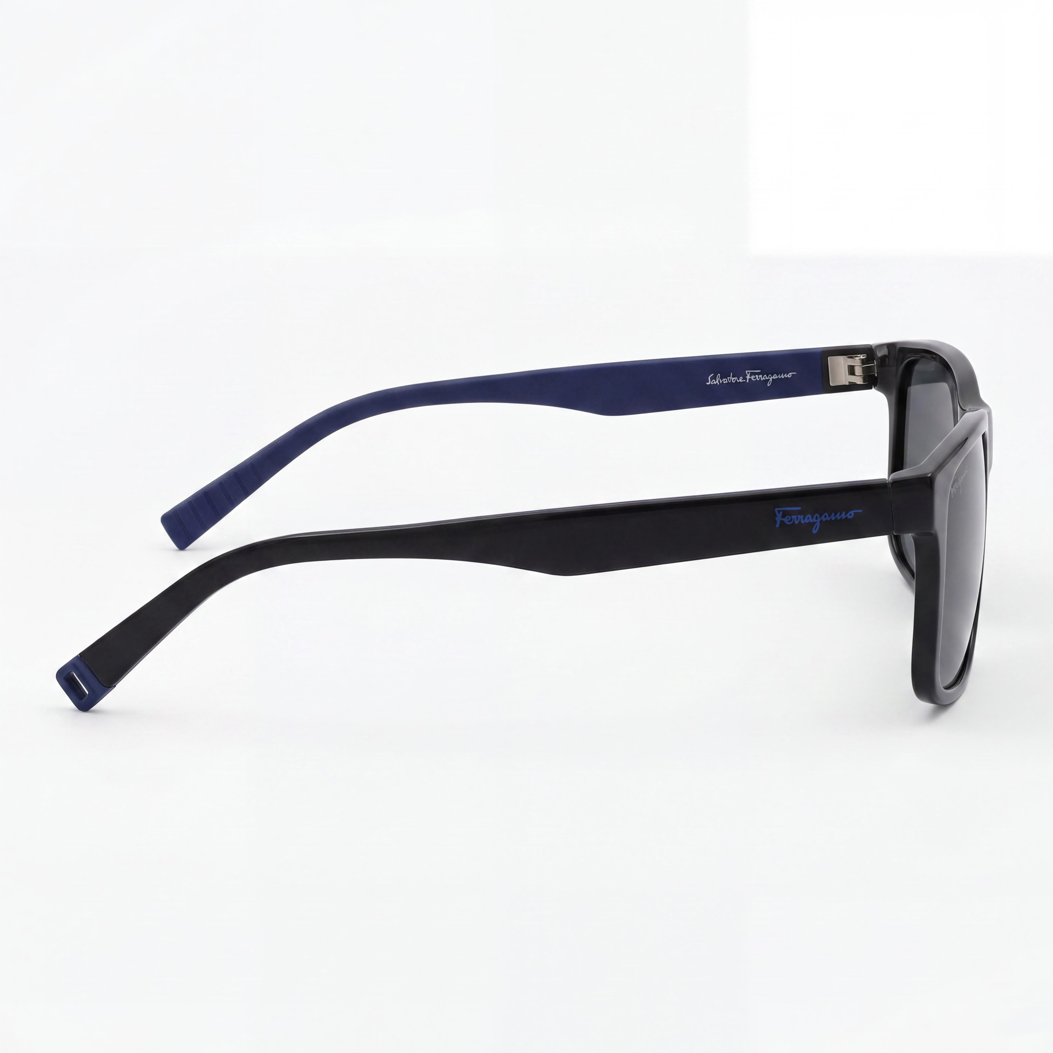 Salvatore Ferragamo Gafas de sol para hombre Plástico Negro Mate Negro Azul 57mm, Photo 2