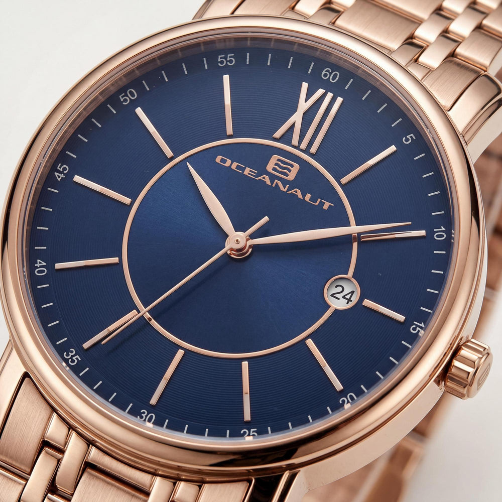 Reloj de cuarzo Oceanaut para hombre, caja y pulsera de acero inoxidable azul, cronógrafo, movimiento de cuarzo, resistente al agua.