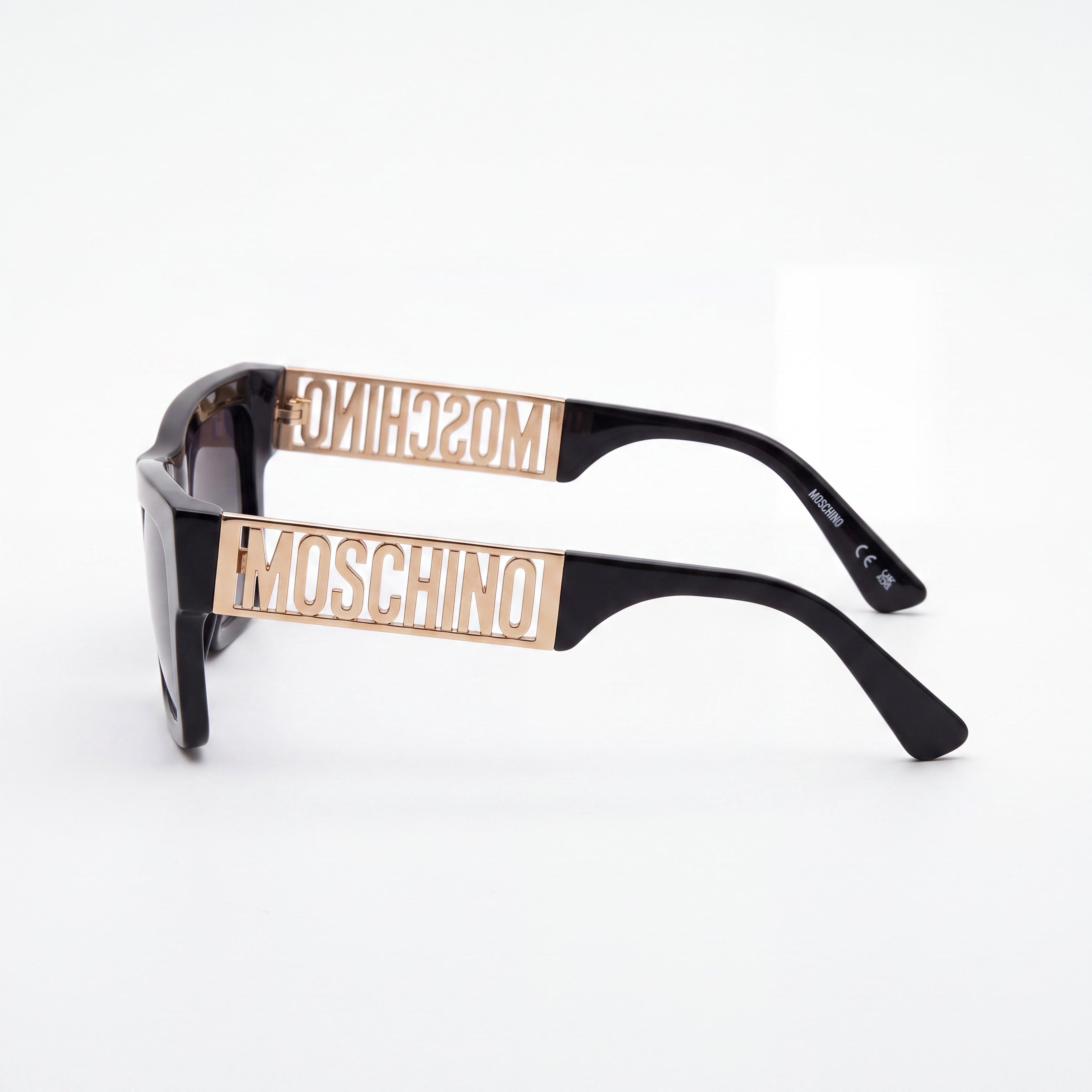Moschino Casual. Women's Metall Frame Non-Polarized Sunglasses with Black Dark Grey Shaded Frame and Dark Grey Shaded Lenses 53-20-140mm, Photo 3
