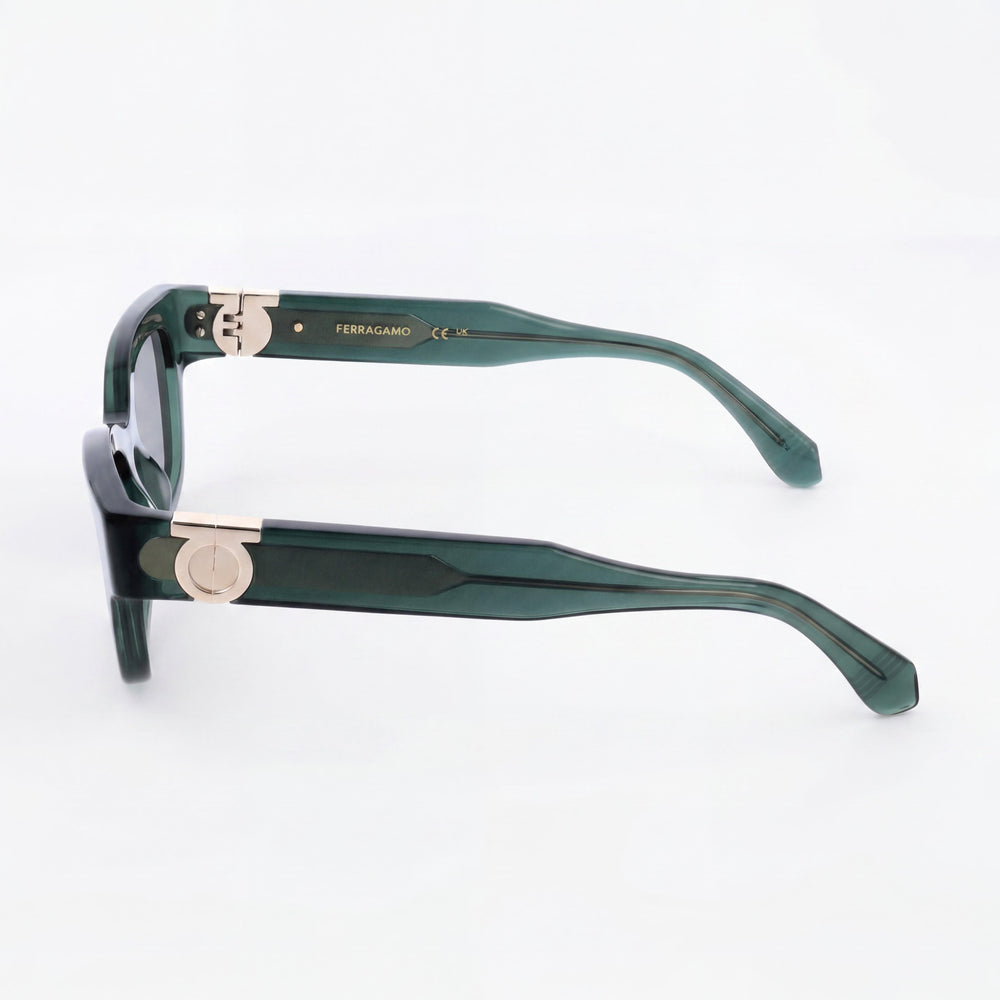 Gafas de Acetato Verde Transparente Modernas Unisex Ferragamo con Cristales de Policarbonato 52-20