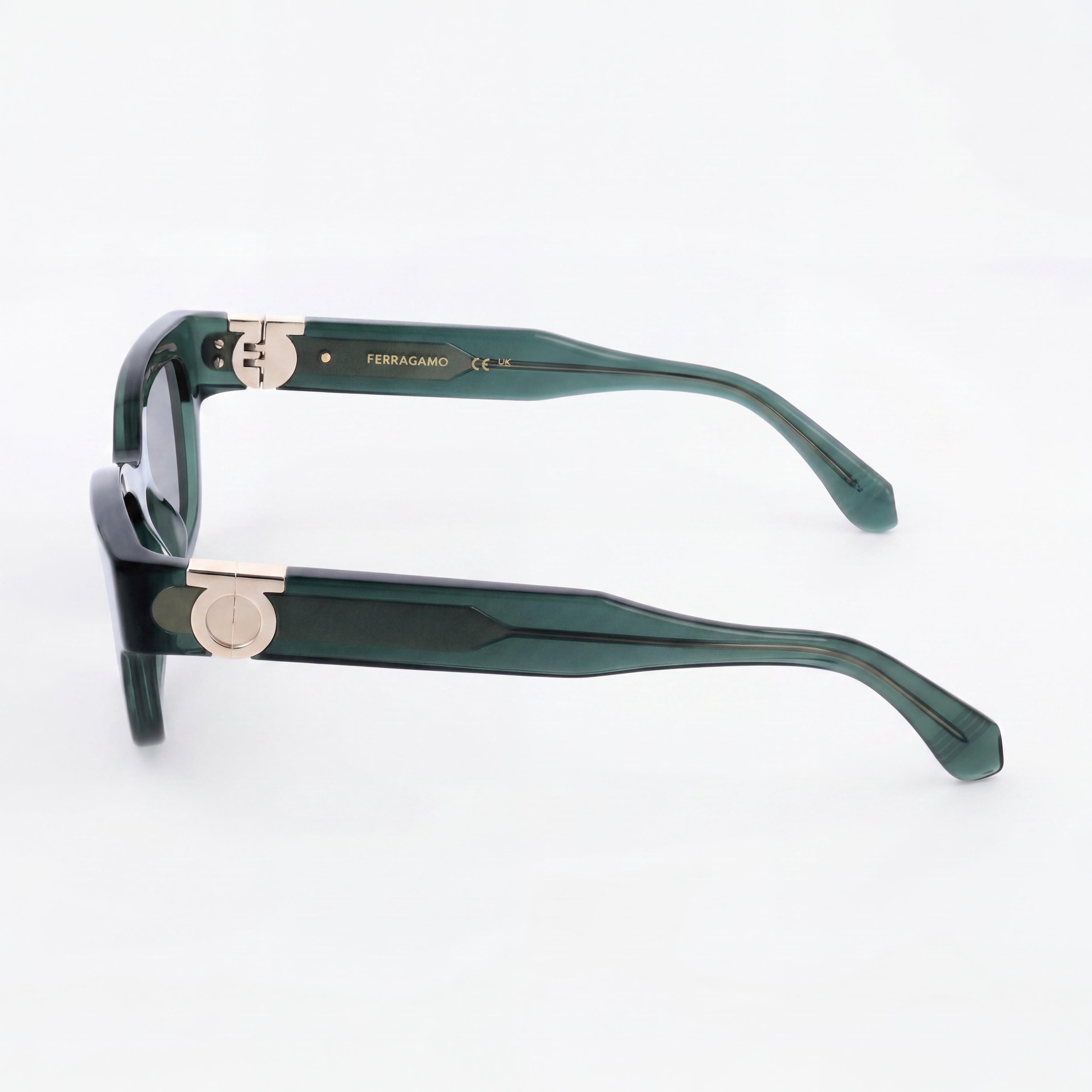 Ferragamo Modern Unisex Transparent Green Acetate Frame Eyeglasses with Polycarbonate Lenses 52-20, Photo 3