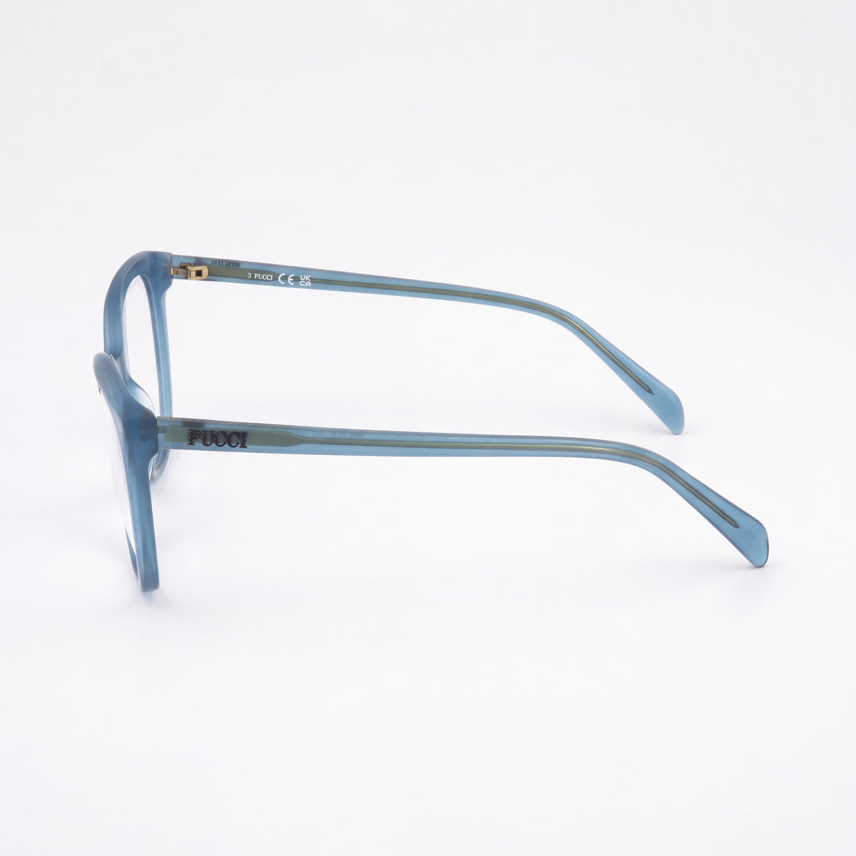 Emilio Pucci 5249 Women's Casual Shiny Turquoise Acetate Frame Non Polarized Transparent Lens Eyeglasses 55-16-140, Photo 3