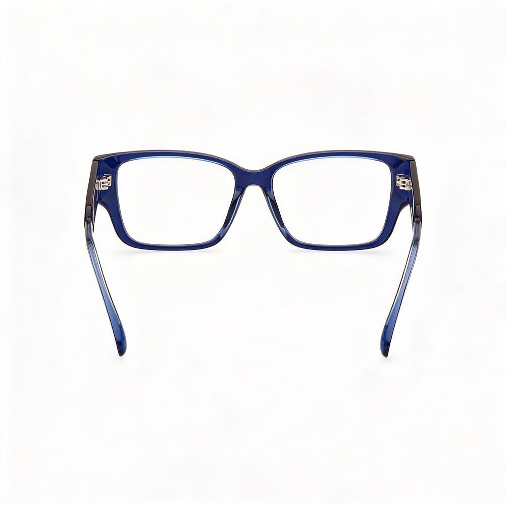 Montura de gafas rectangular de plástico azul Max & Co. para mujer, ancho de lente de 52 mm, ancho de puente de 15 mm, longitud de patilla de 140 mm
