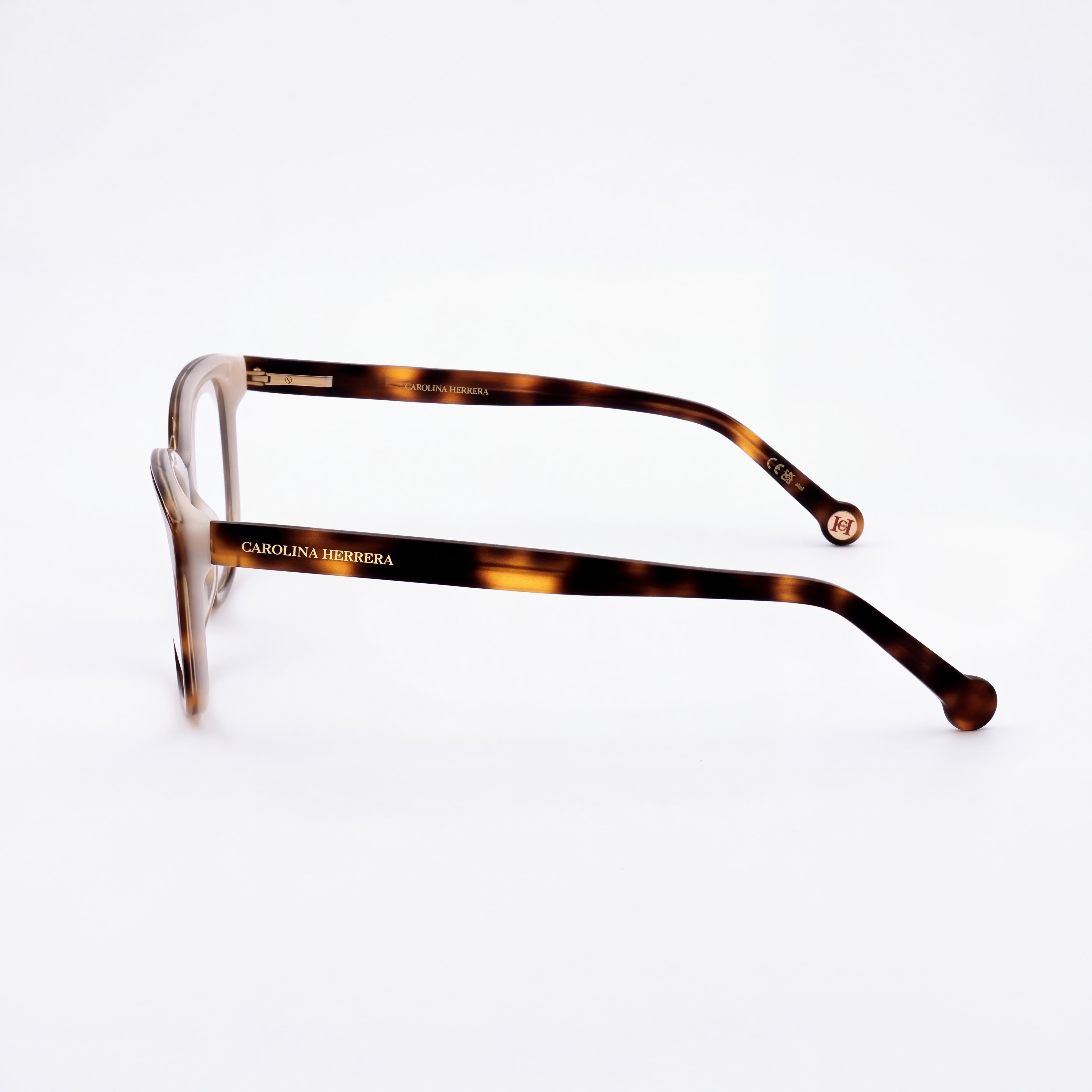 Carolina Herrera Casual Women's Eyeglass Frames with Acetate frame in Havana White, 54mm, Photo 3