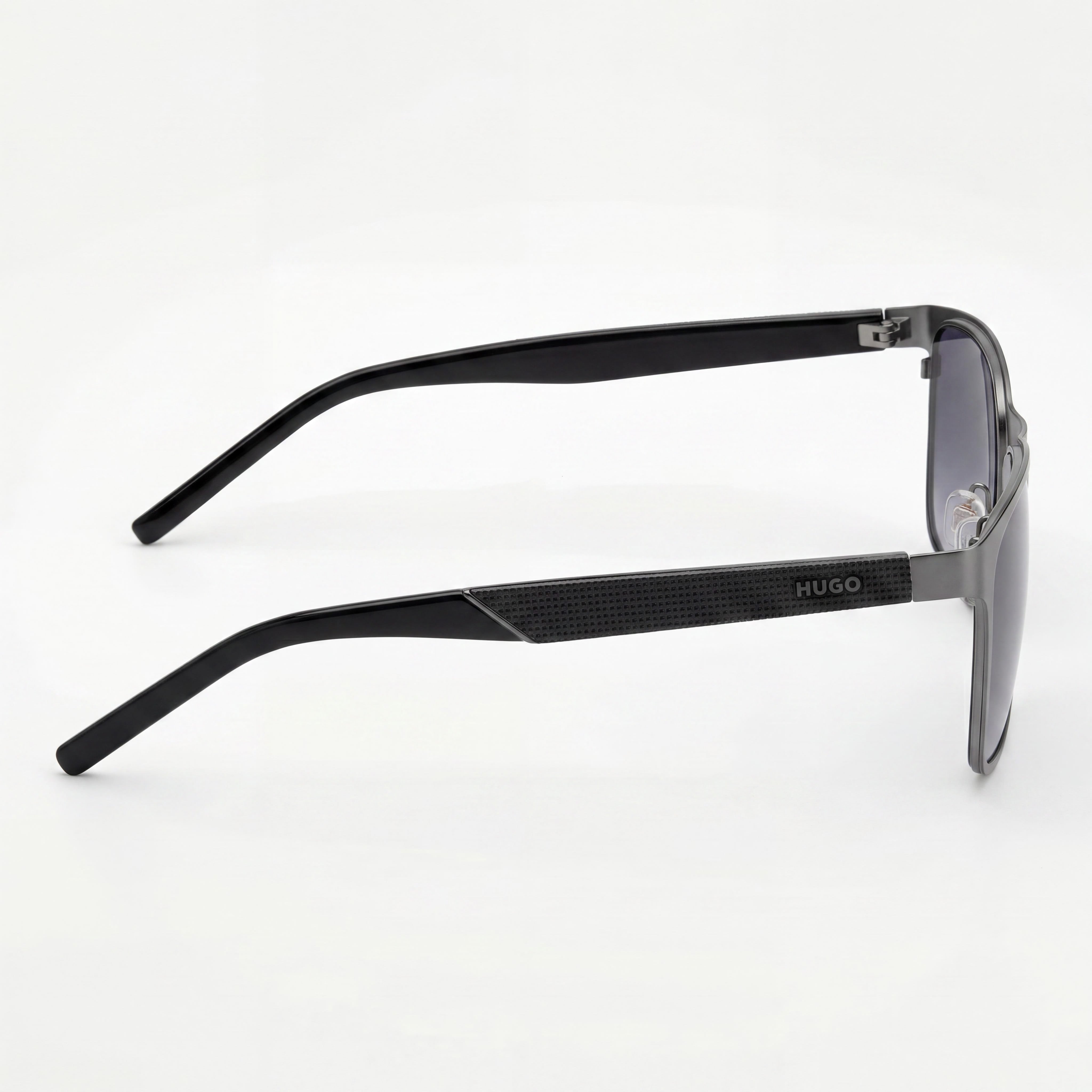 HUGO Hg 1328/S Rectangular Women's Stainless Steel Sunglasses Matte Ruthenium Black Dark Grey Shaded Lenses 57mm 100% UV, Photo 3