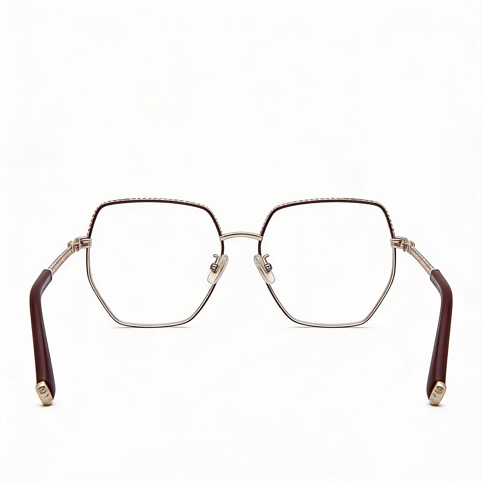 Philipp Plein Vpp054s Women's Eyeglasses Rose Gold with Glossy Bordeaux Accents, Glass Lenses 57mm, Photo 3