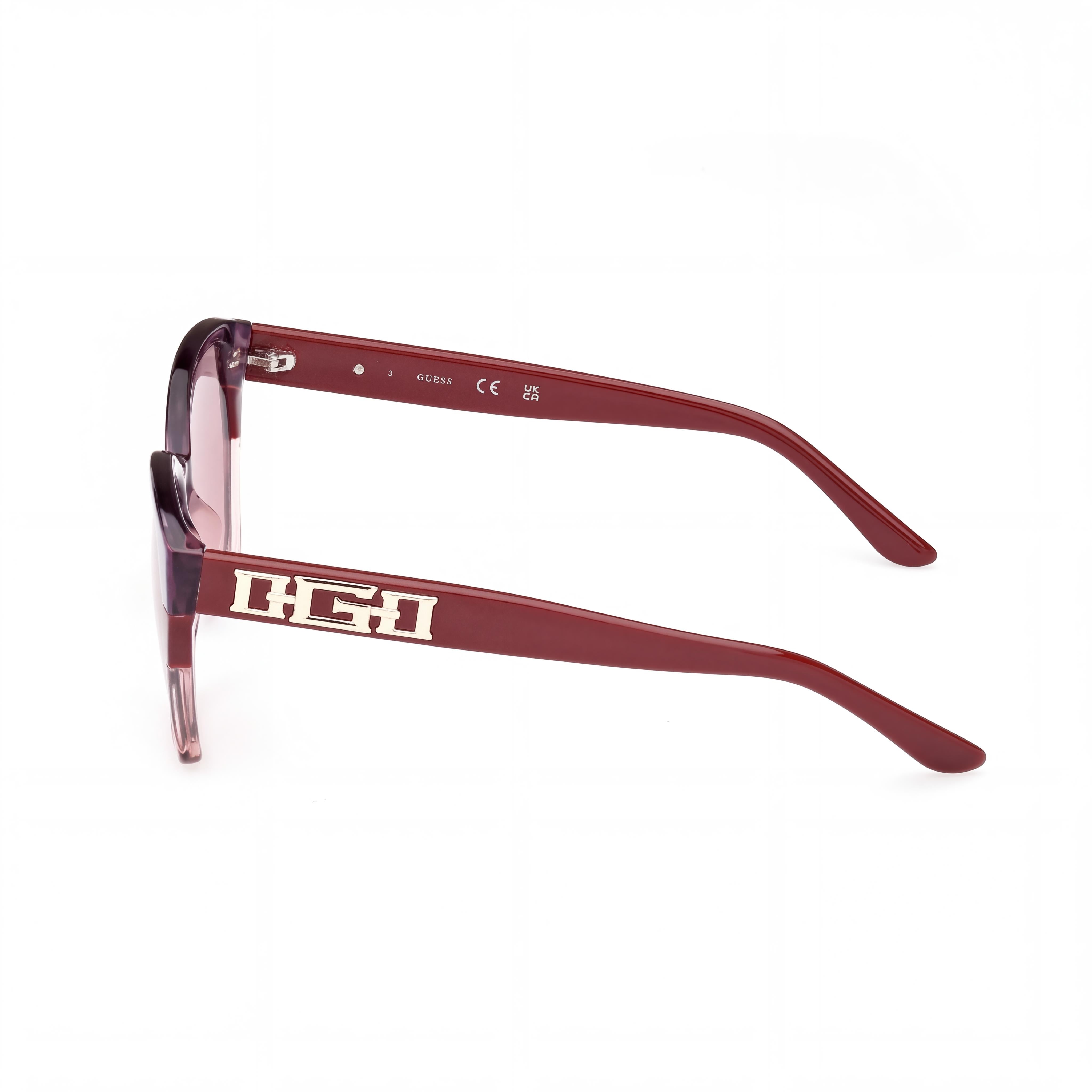 GUESS GU 7912 Women's 100% UV Protective Sunglasses, Composite Frame, Burgundy Multicoloured, Violet, 55-16-140mm, Photo 3