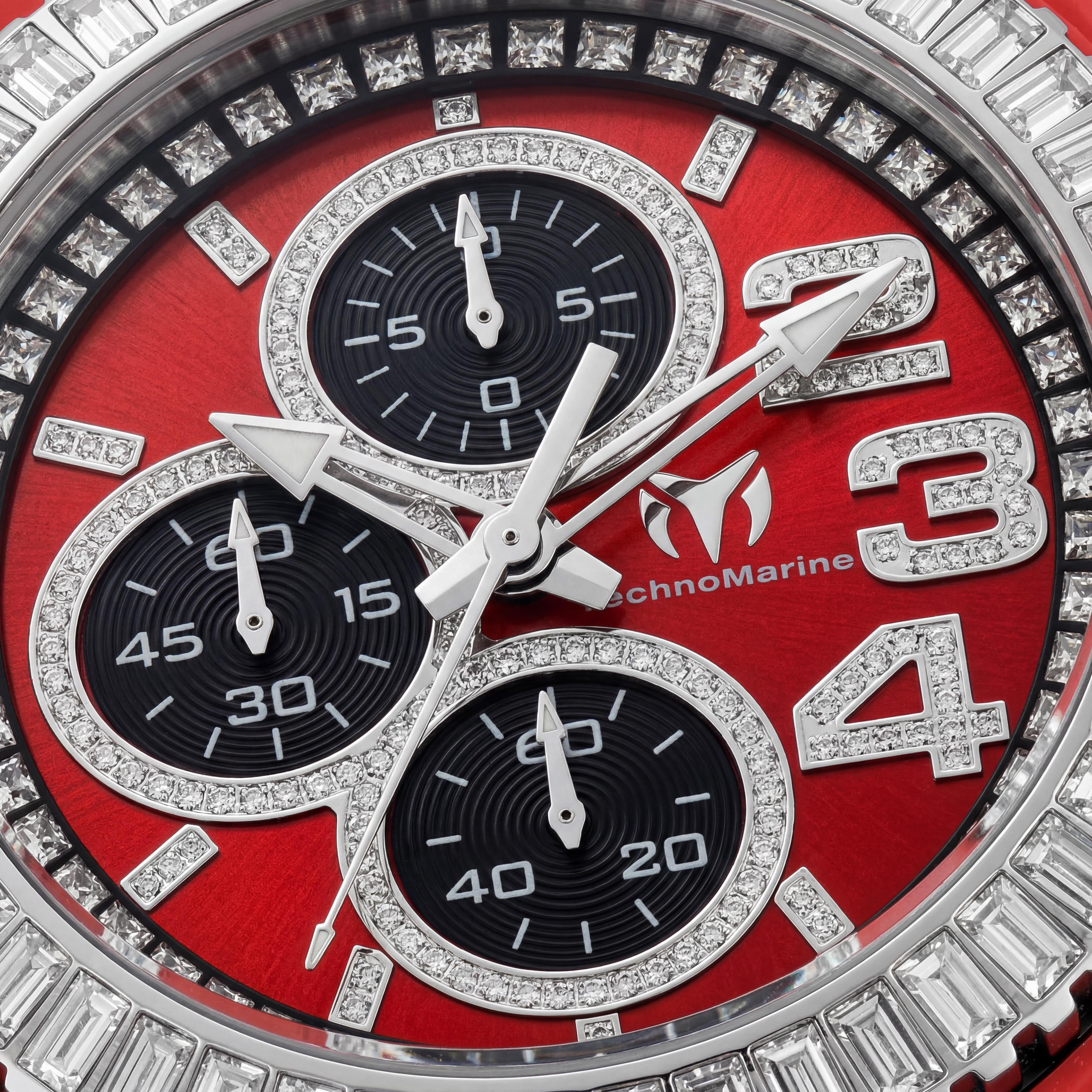 Technomarine TM-121185 Modern Men's Black Silicone 45mm Red Dial 200M Water Resistant Glow In The Dark Watch, Photo 2