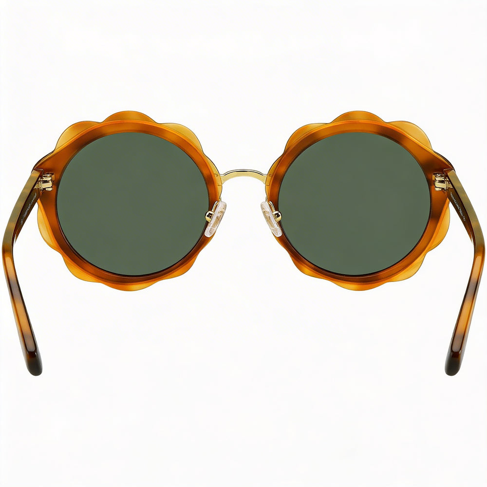Gafas de sol redondas de plástico para mujer Kate Spade New York Karrie/S, armazón marrón verdoso, lente verde, 52 mm