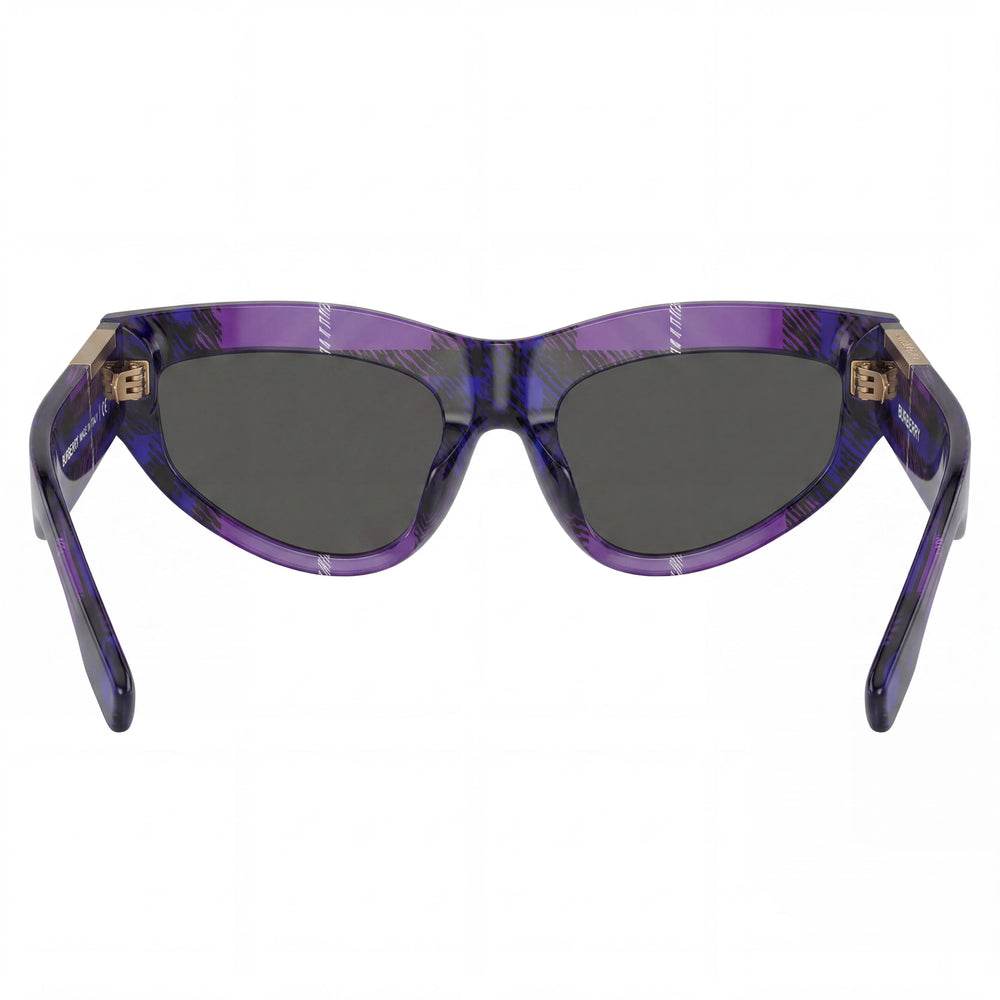 BURBERRY Be 4425u Women's Cat-Eye Acetate Sunglasses, Check Violet Dark Grey, Dark Grey UV Lenses 55mm