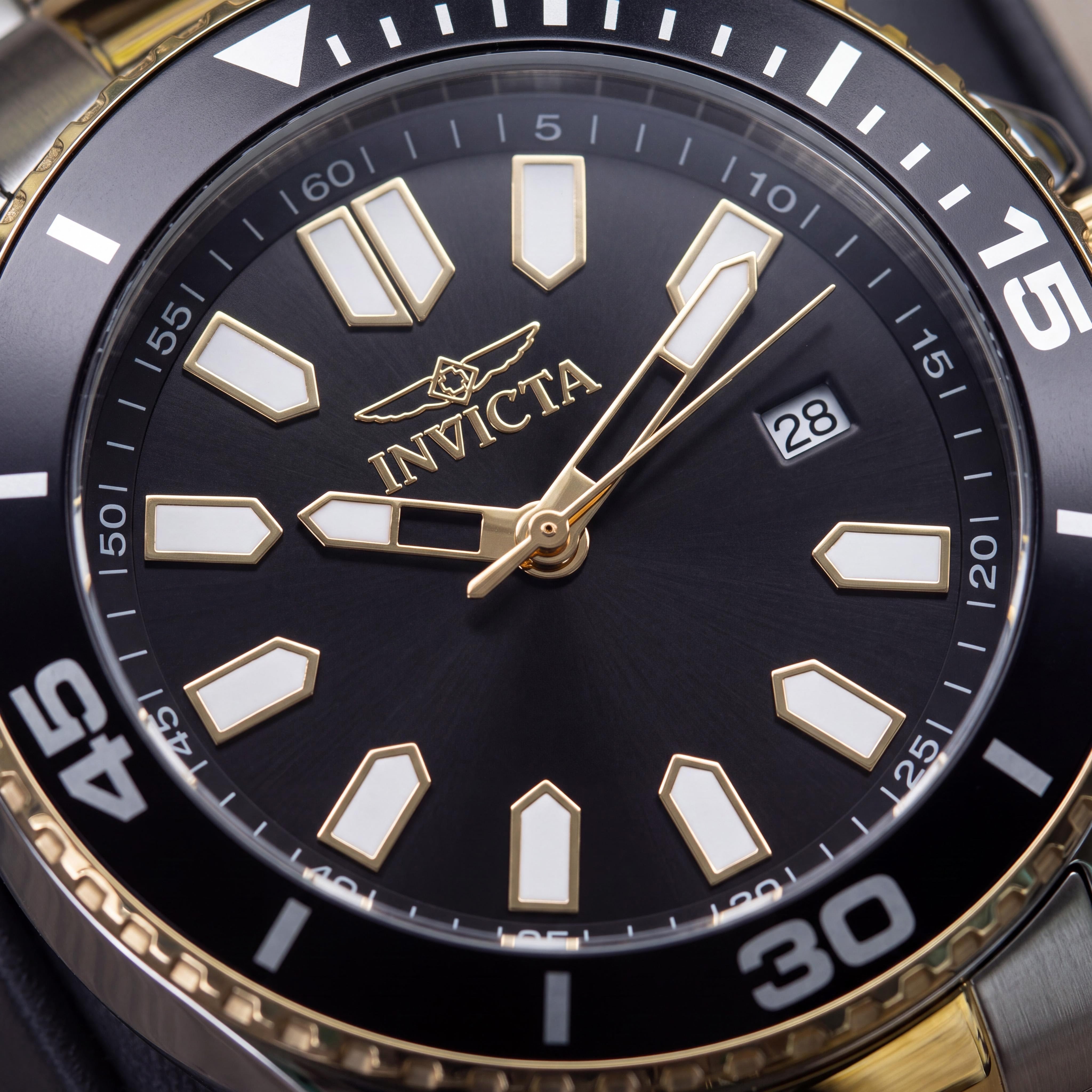 Invicta Pro Diver 46319 Classic Unisex 43mm Silver Stainless Steel Quartz Waterproof Watch with Black Dial, Photo 2