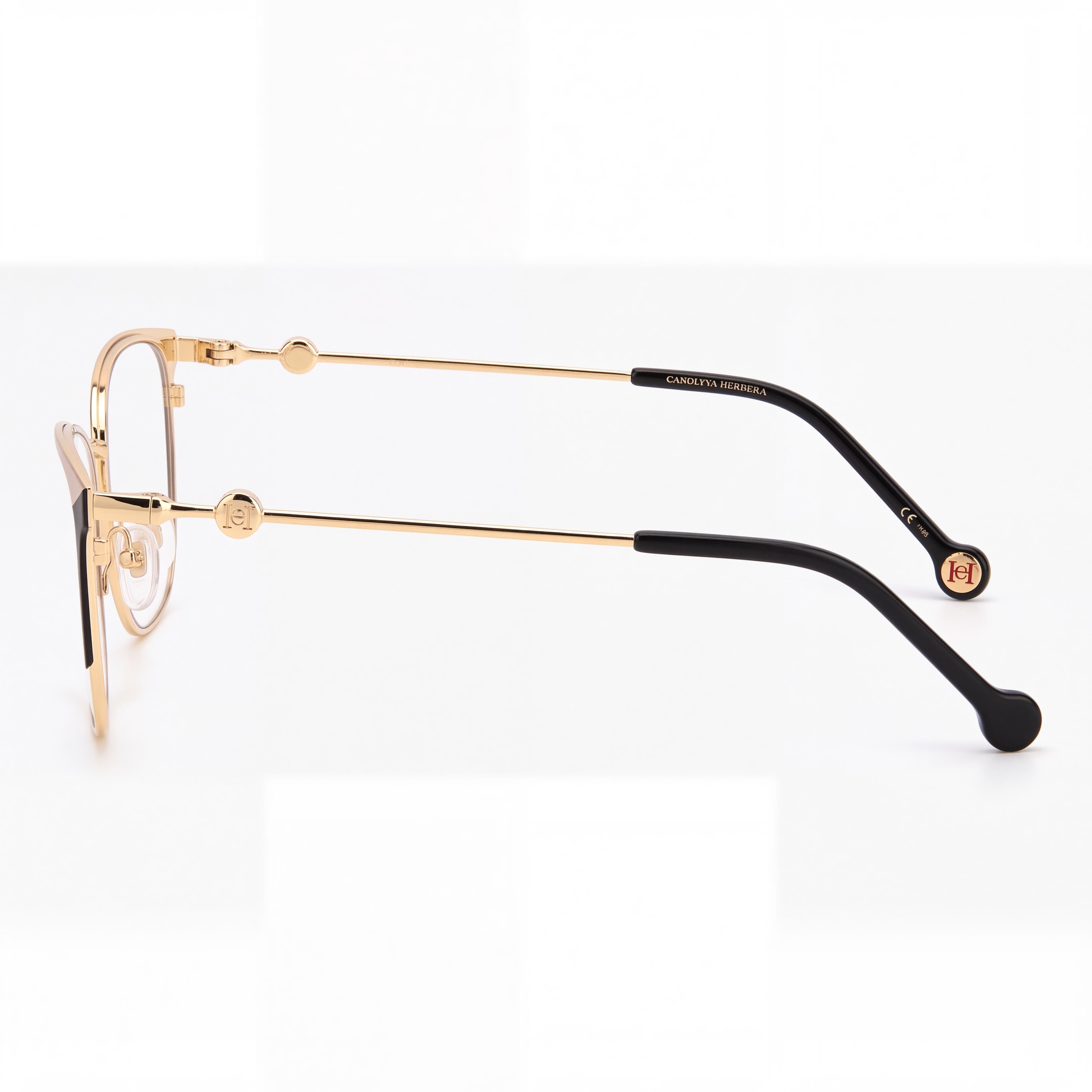 Carolina Herrera Modern Women's Black Gold Alloy Steel Sunglasses with Polycarbonate Lenses, 57mm Lens Width, Photo 2