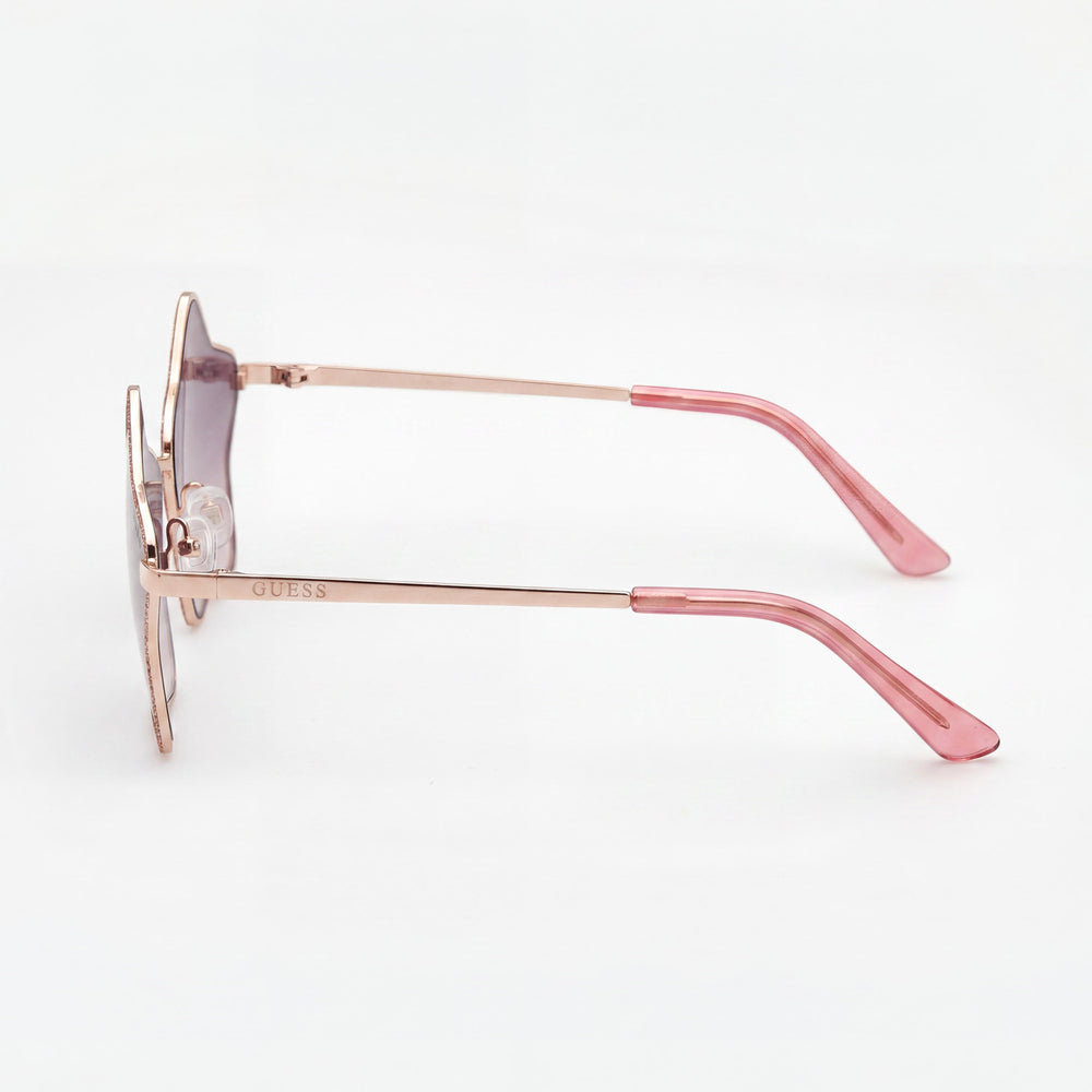 GUESS GF4012 Girls' Star-Shaped Metal Sunglasses Shiny Rose Gold Gradient Bordeaux 55mm