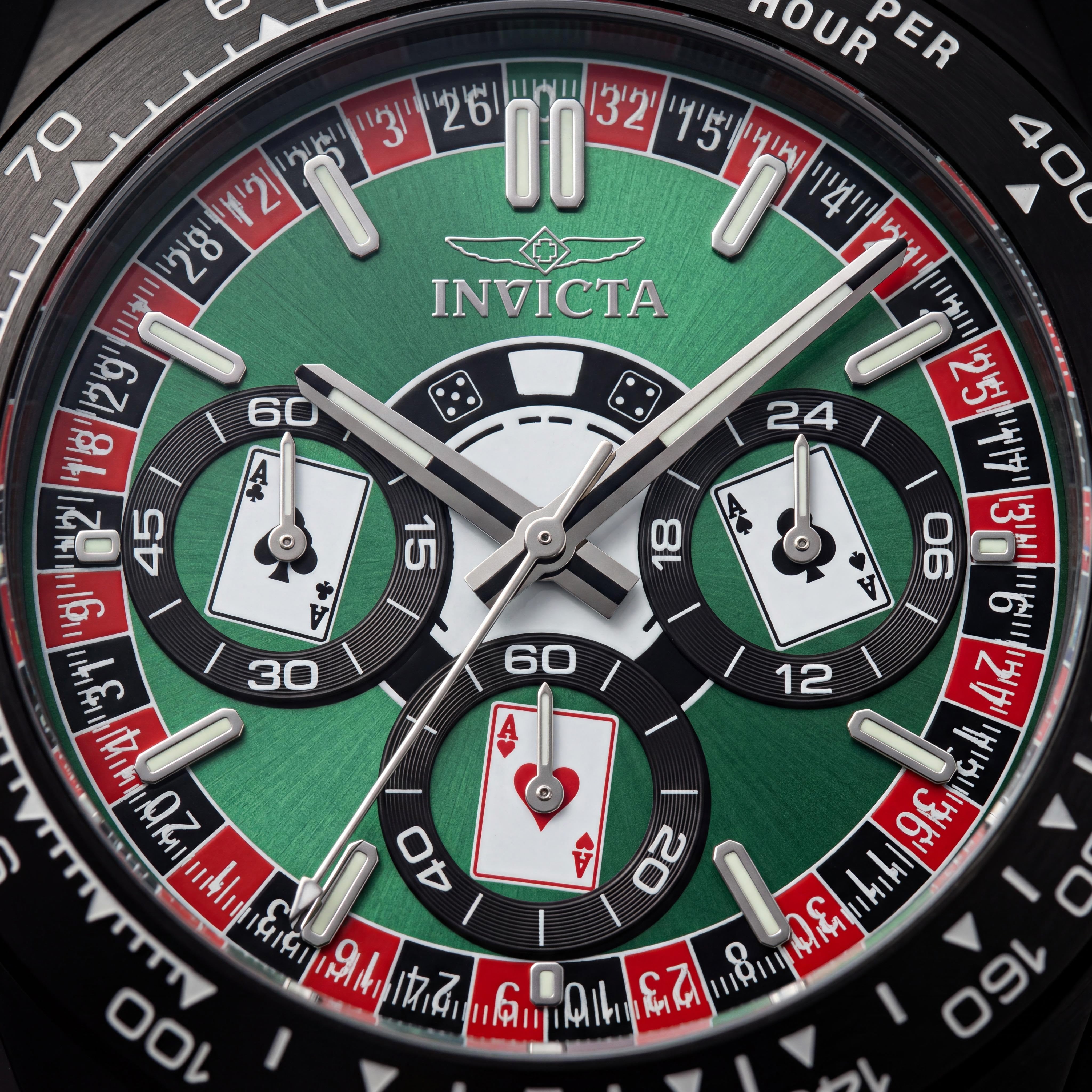 Invicta Speedway 50517 Unisex Green Dial Stainless Steel Quartz Watch with Nylon Strap, 10 ATM Water Resistant, 40mm, Photo 2