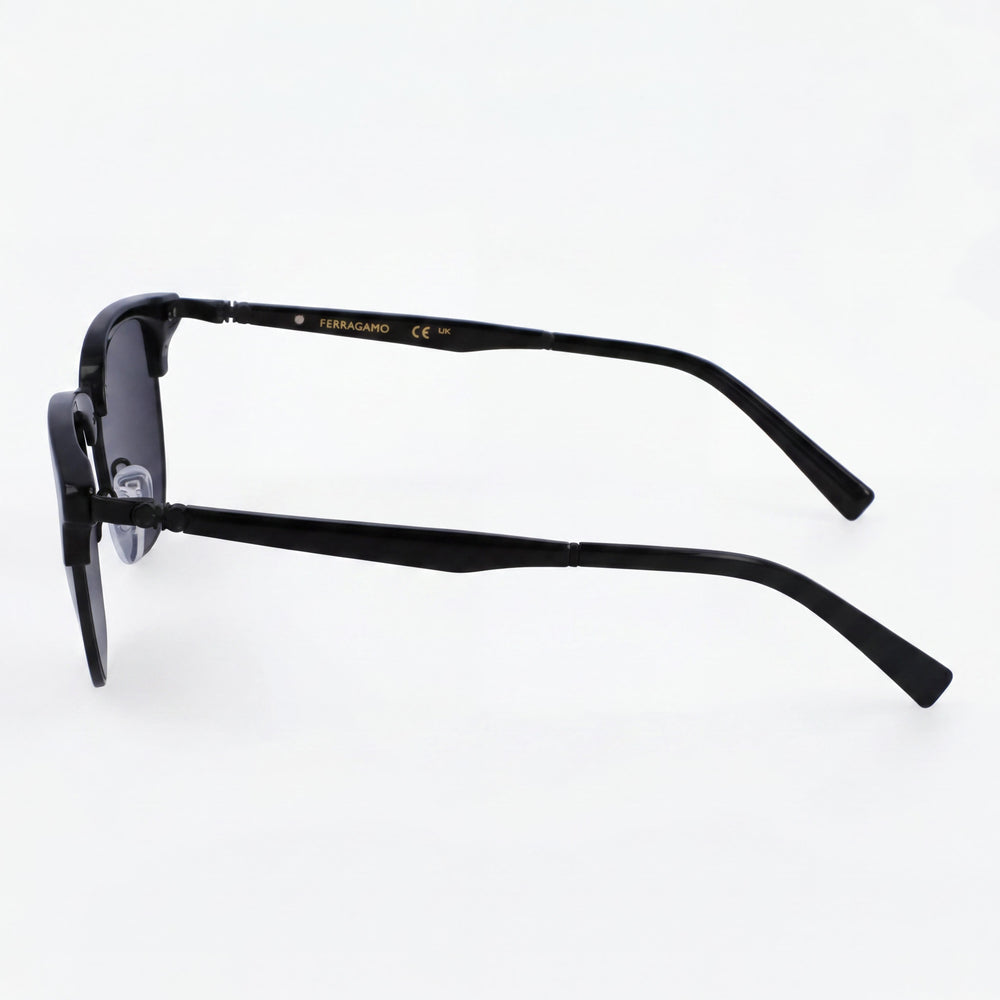 Salvatore Ferragamo Elegant Unisex Black Gray Metallo Frame, Grey Blue Lens, 53mm UV Protected Non-Polarized Eyewear