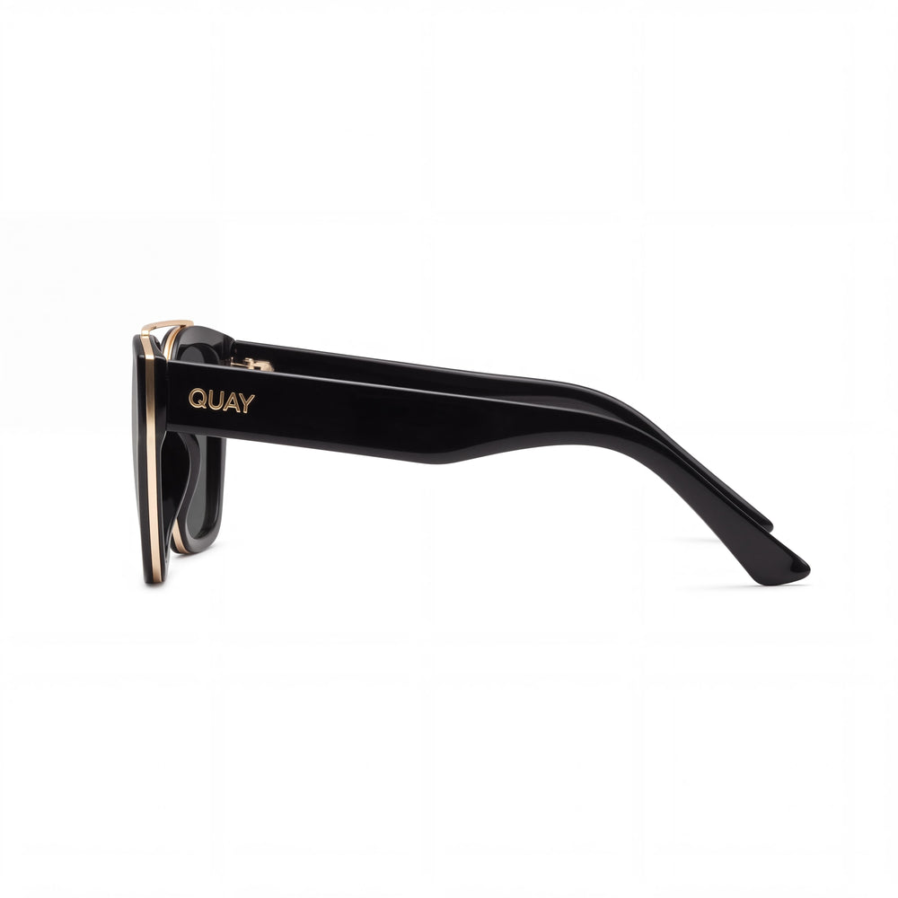 Gafas de sol oversize Quay Australia Sweet Talker para mujer, montura negra, lente ahumada, protección UV, 65 mm