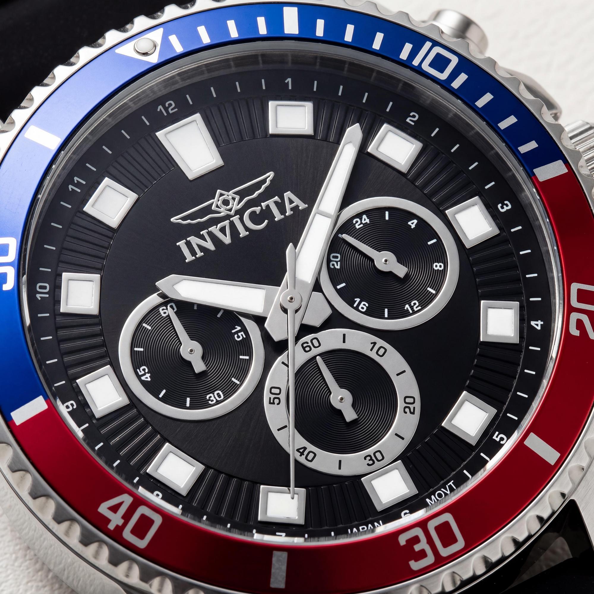 Reloj Invicta Pro Diver 46119 unisex con cronógrafo, correa de silicona y acero inoxidable plateado, analógico, redondo, 45 mm, Photo 2