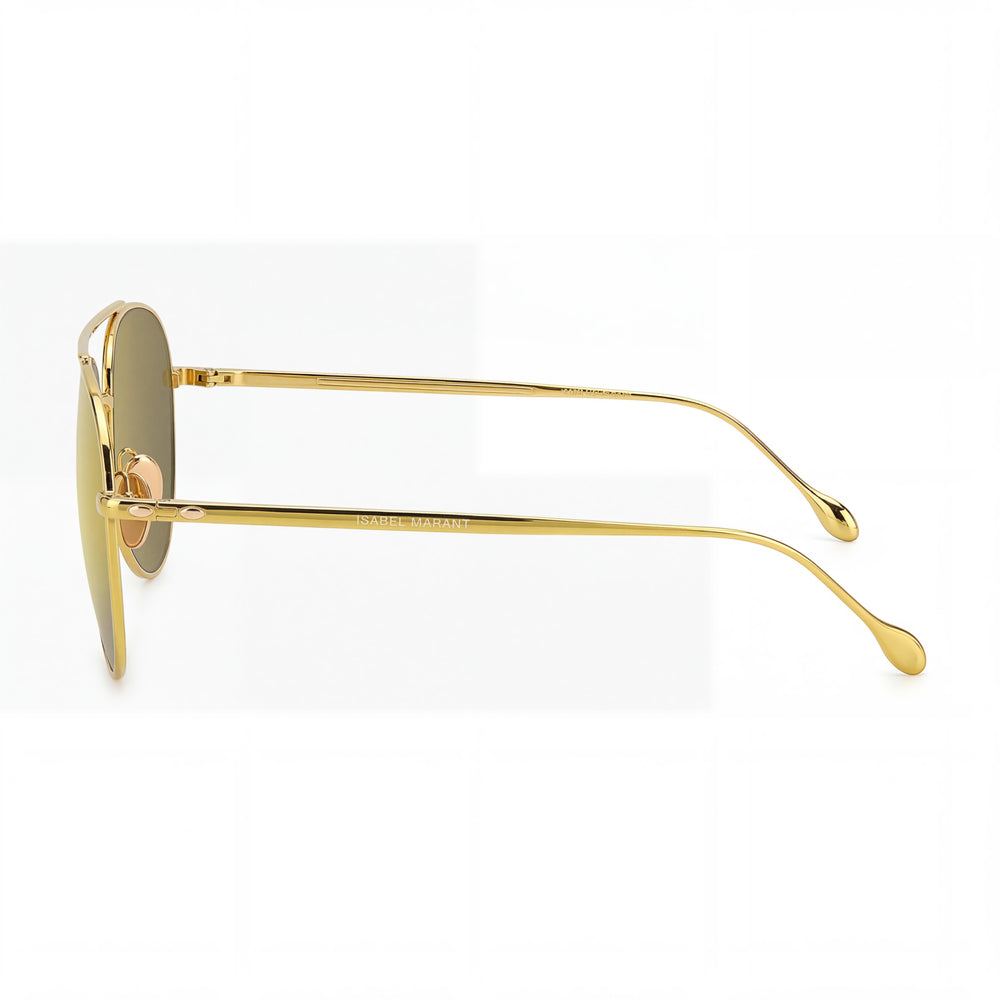 Isabel Marant Im0011s Women's Pilot Shape Metal Sunglasses featuring a Yellow Frame and Brown Mirror Yellow Lenses, Size 60mm