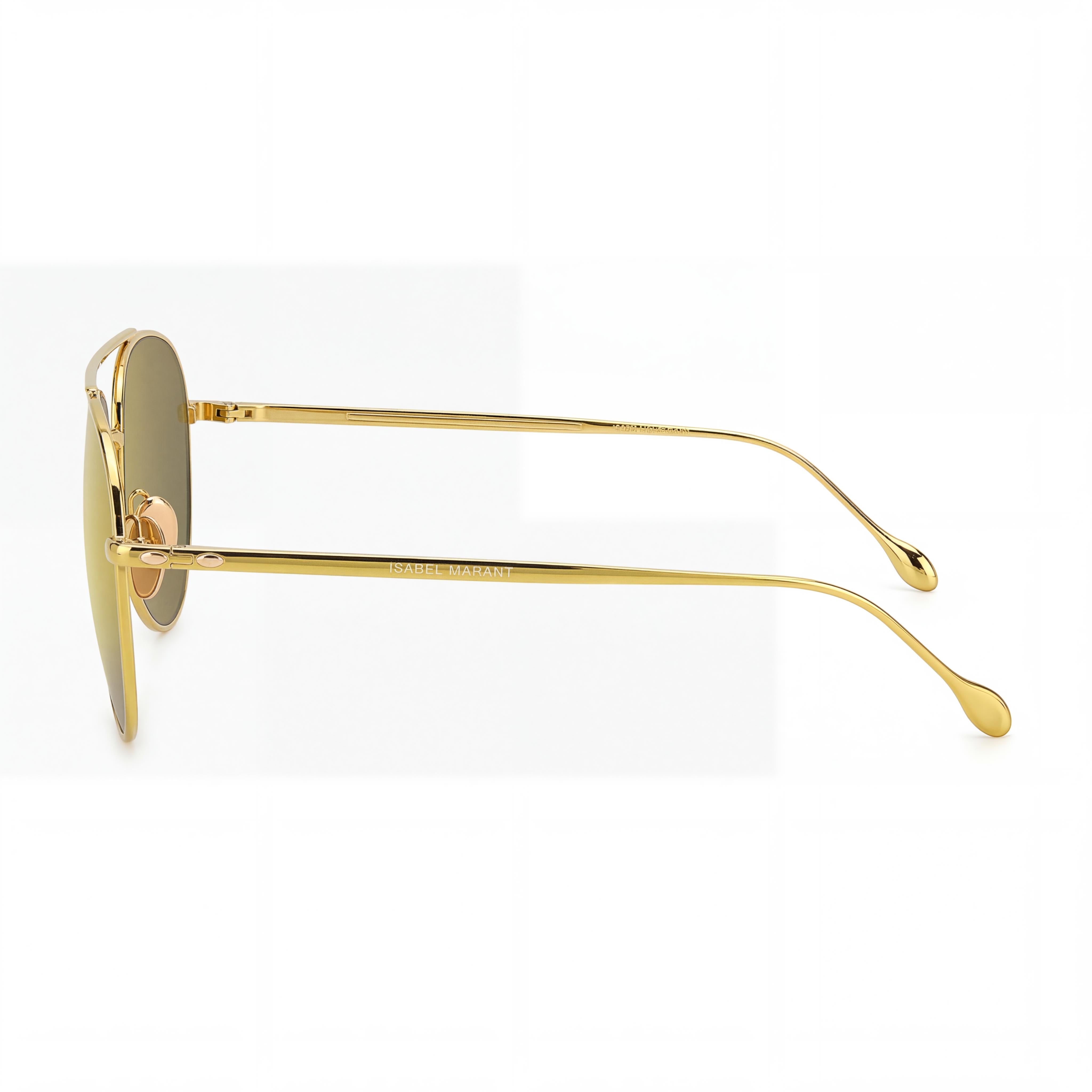 Gafas de sol Isabel Marant Im0011s de metal con forma de aviador para mujer con montura amarilla y lentes amarillas espejadas marrones, tamaño 60 mm, Photo 3