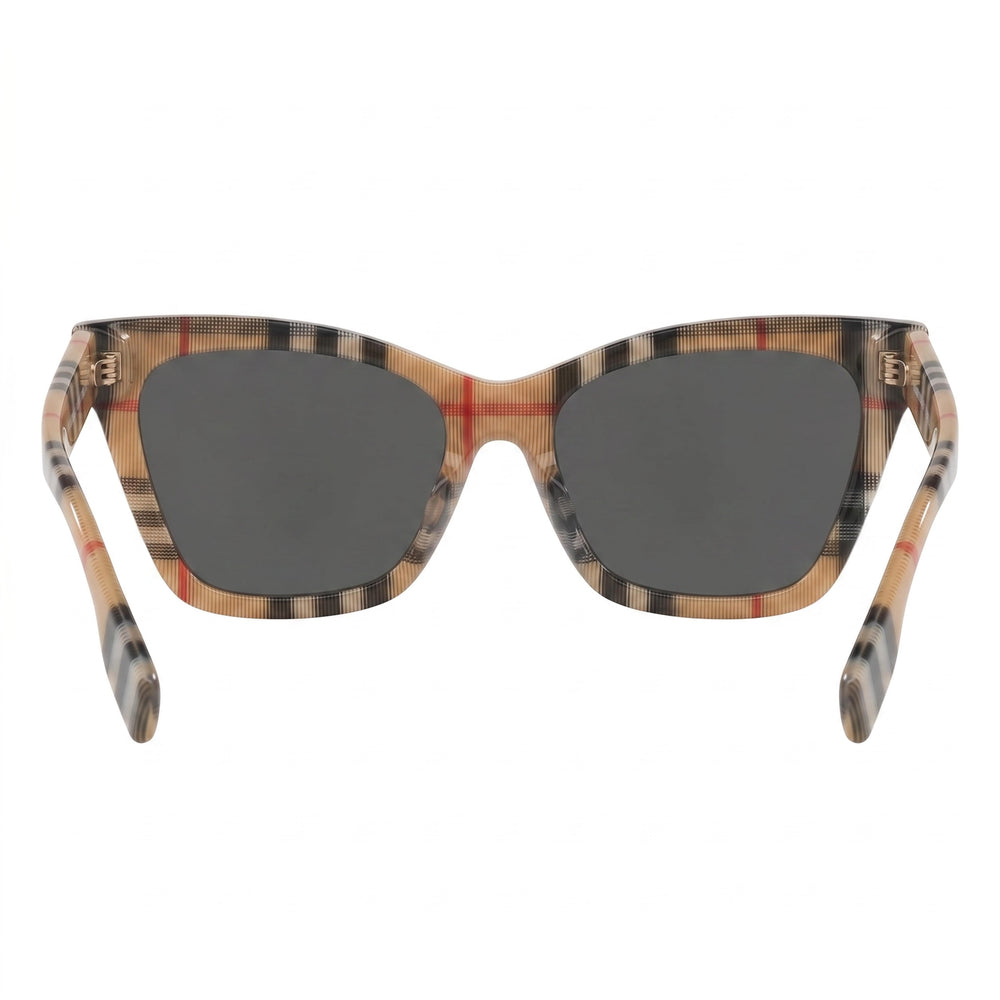 BURBERRY Women's Be 4346 Vintage Check Plastic Frame Grey Lens 53mm UV Protection Prescription-Ready Sunglasses