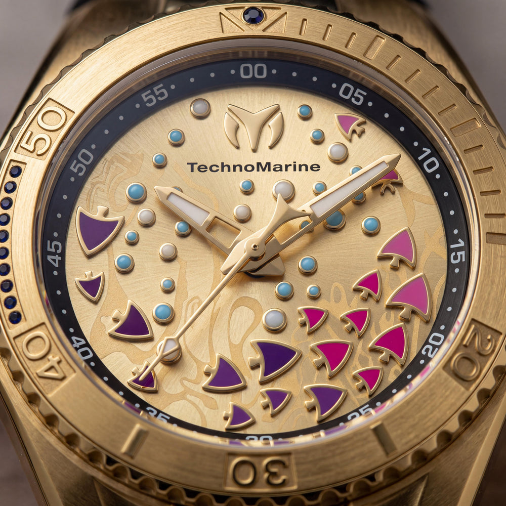 Reloj Technomarine Cruise TM-125004 unisex con caja de acero inoxidable dorado, correa de silicona, cuarzo, 40 mm, 10 ATM