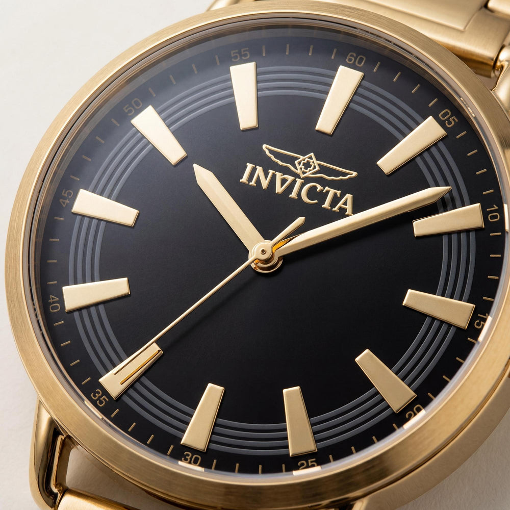 Reloj Invicta Wildflower 47322 para mujer, esfera negra dorada, cuarzo, resistente al agua y a los arañazos, 38 mm