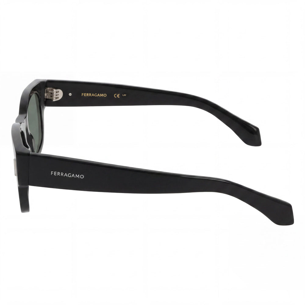 Gafas Ferragamo de acetato negro para mujer, lente negra, protección UV 400, tamaño de ojo 51mm