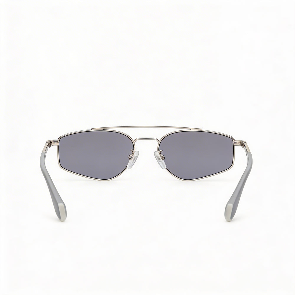 Adidas Unisex Metal Frame Sunglasses, Shiny Palladium Frame, Smoke Mirror Lens, 100% UV Protection 55-17-140