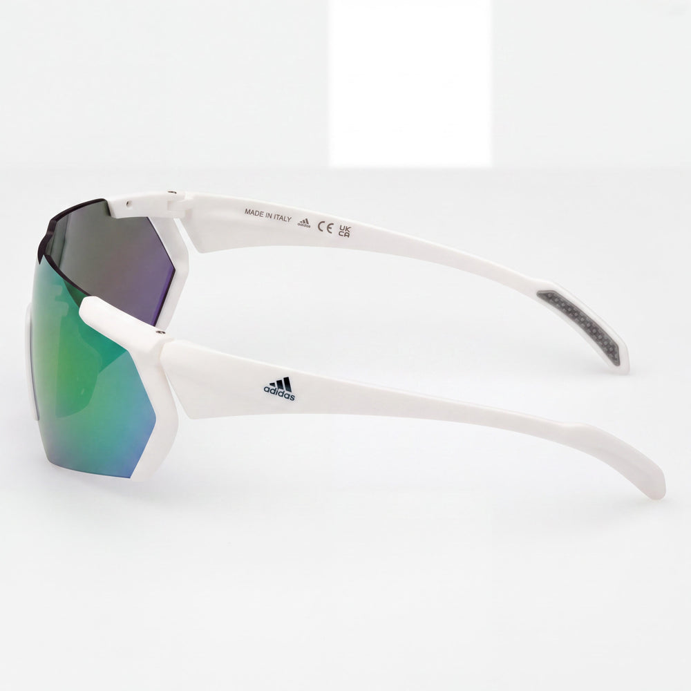 Gafas de Sol adidas SP0064 Modernas para Hombre, Montura Inyectada Blanca, Lentes Verdes con Protección UV, 140mm