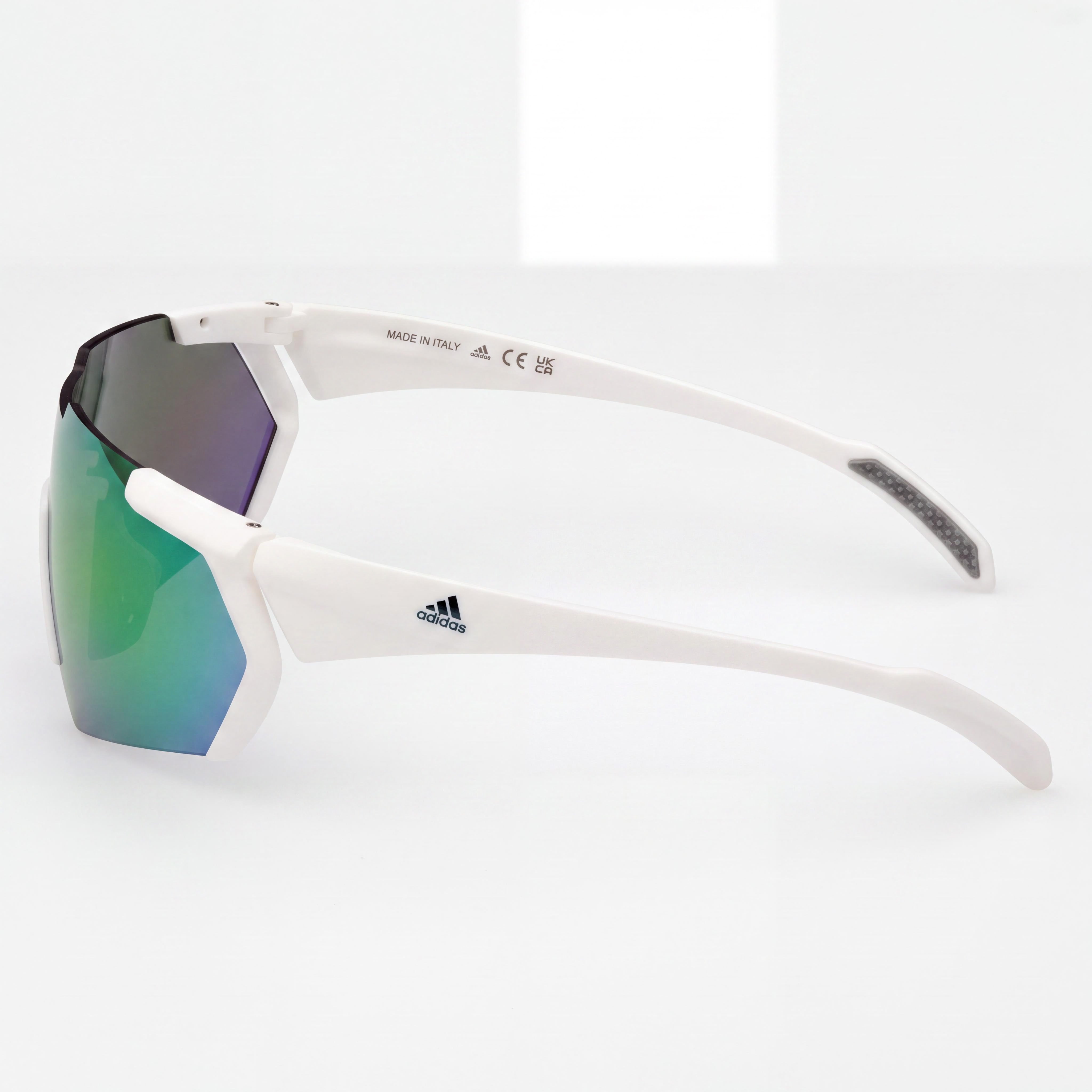 adidas SP0064 Modern Men's White Injected Frame Green UV Protected Lenses 140mm Sunglasses, Photo 3