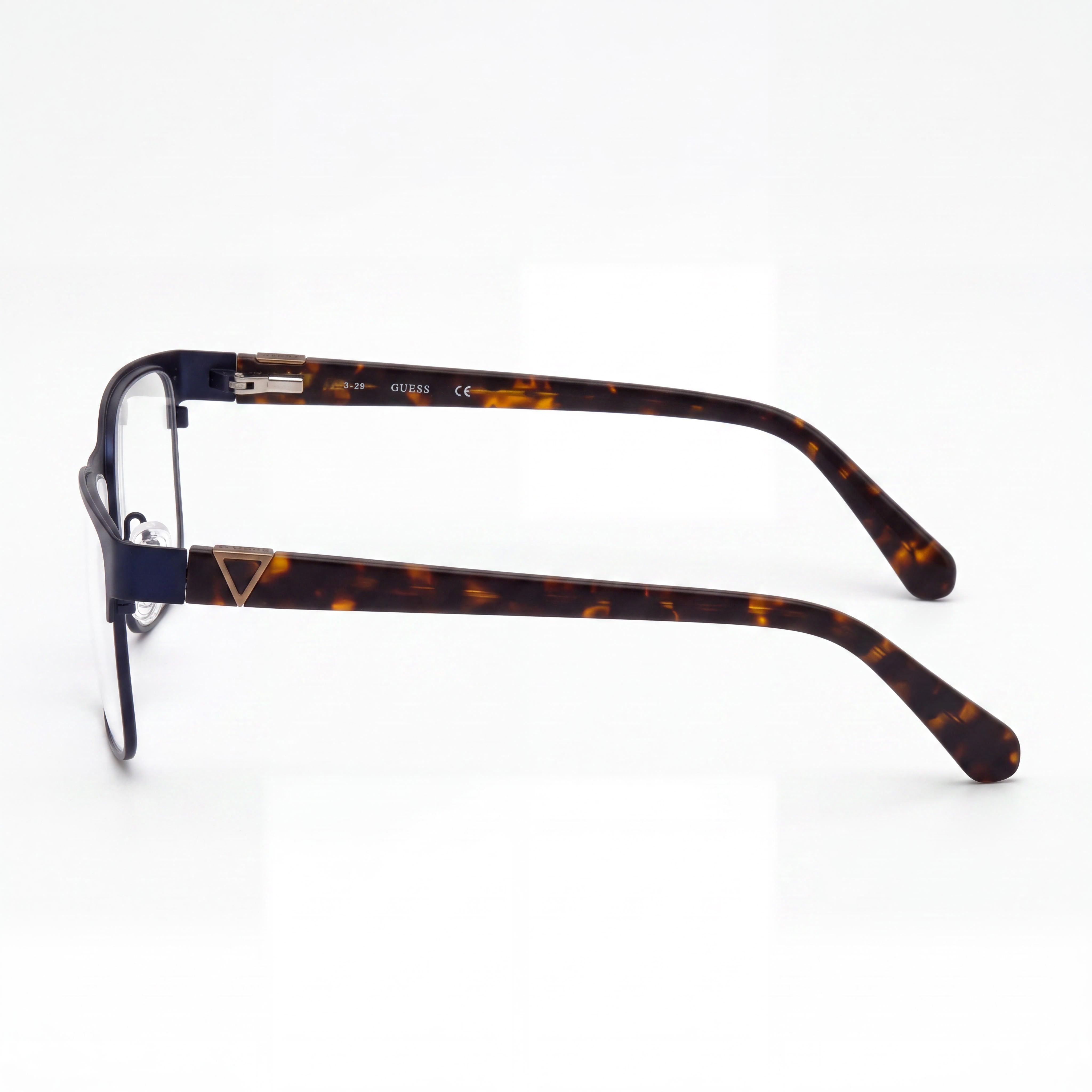 GUESS GU 50003 091 Classic Men's Matte Blue Blonde Havana Metal Non- Polycarbonate Eyeglasses 57mm, Photo 3