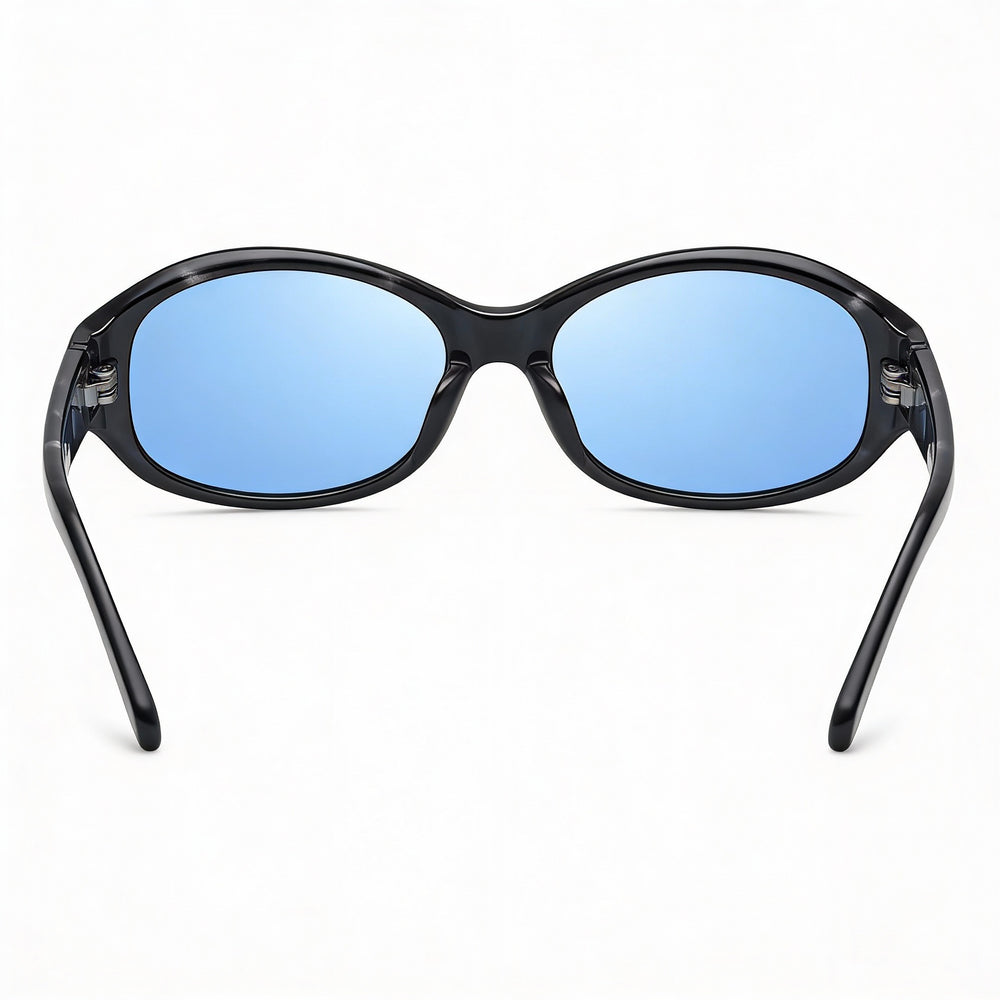 Revo Wraparound Men's Plastic Polarized UV Protection Sunglasses Ocean Frame Blue Water Lens 54-17-135