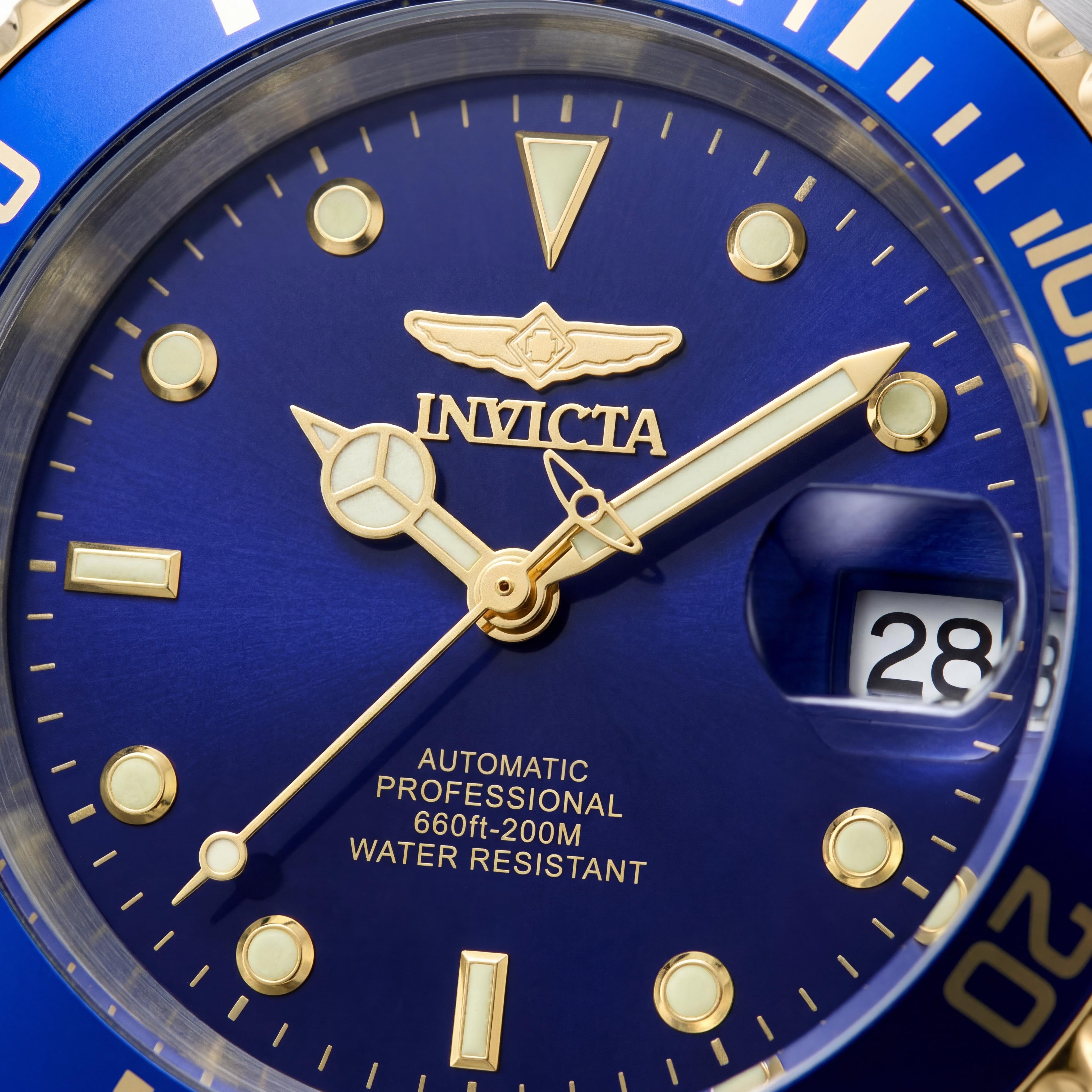 Invicta Men's Pro Diver 8928OB Automatic Diver Watch, Silver Case, Blue Dial, Two-Tone, Glow In The Dark, 40mm, Photo 2