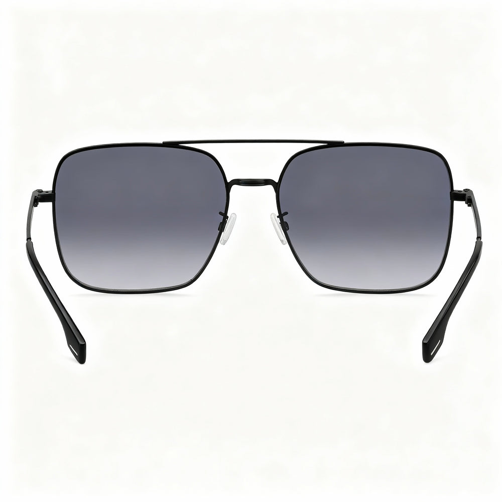 HUGO BOSS BOSS 1613/F/SK Unisex Stainless Steel Square Matte Black Sunglasses with Dark Grey Shaded Non-Polarized Lenses 59mm