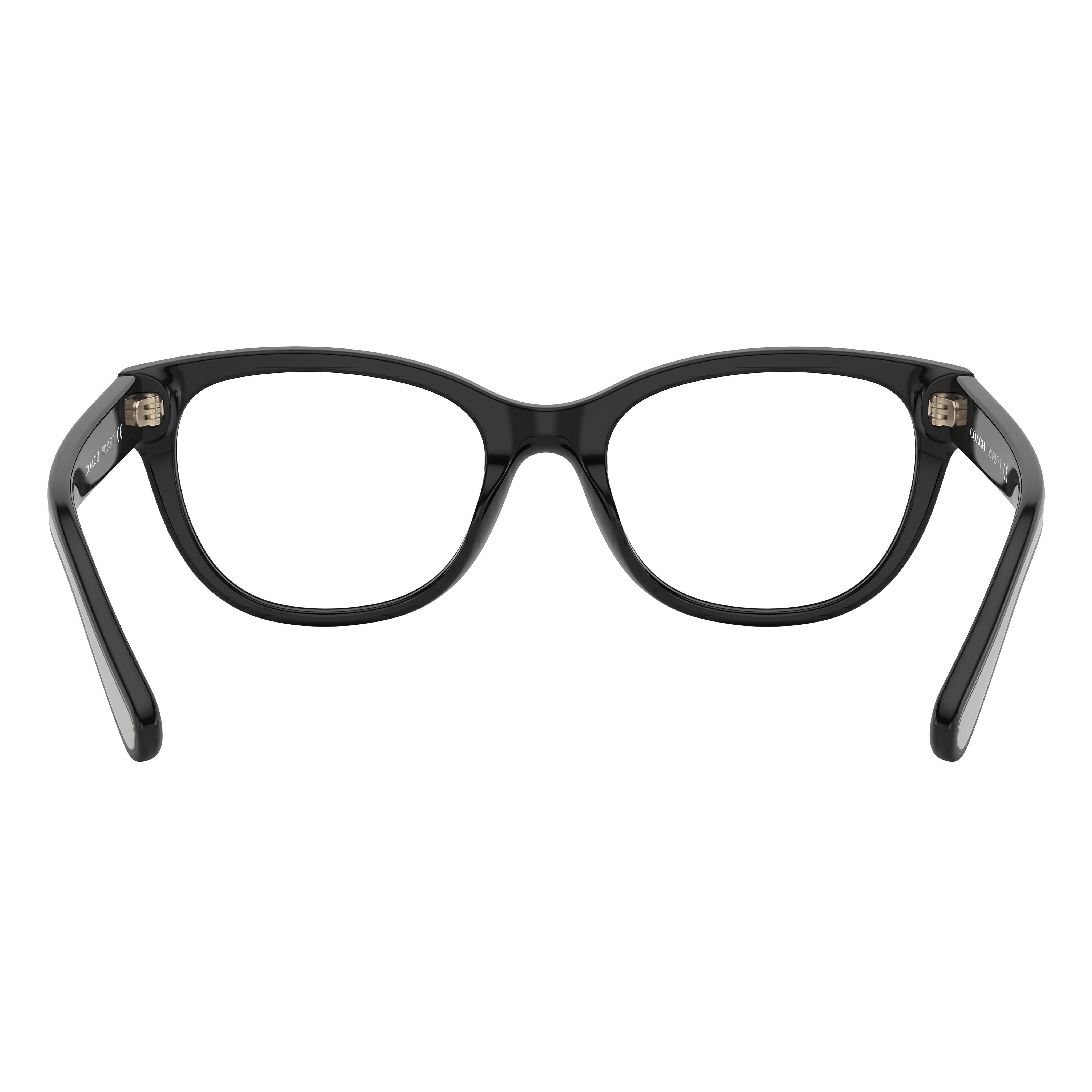 Montura de gafas graduadas cuadrada de plástico para mujer COACH Hc6187 con lente de demostración de policarbonato, negra, 52 mm, Photo 3