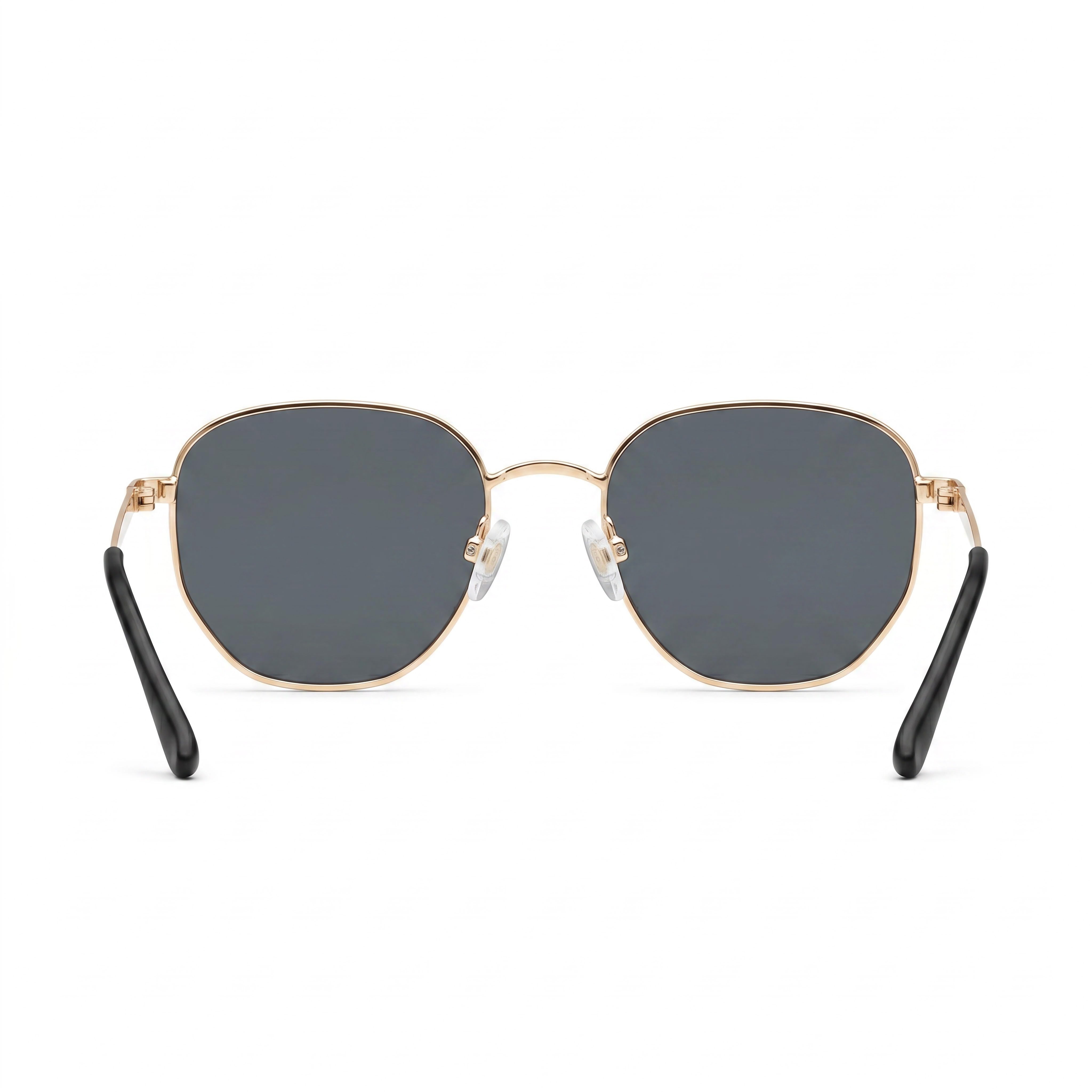 Gafas de sol QUAY AUSTRALIA Big Time unisex, montura de plástico dorada, lentes polarizadas ahumadas con protección UV, 142 mm, Photo 4