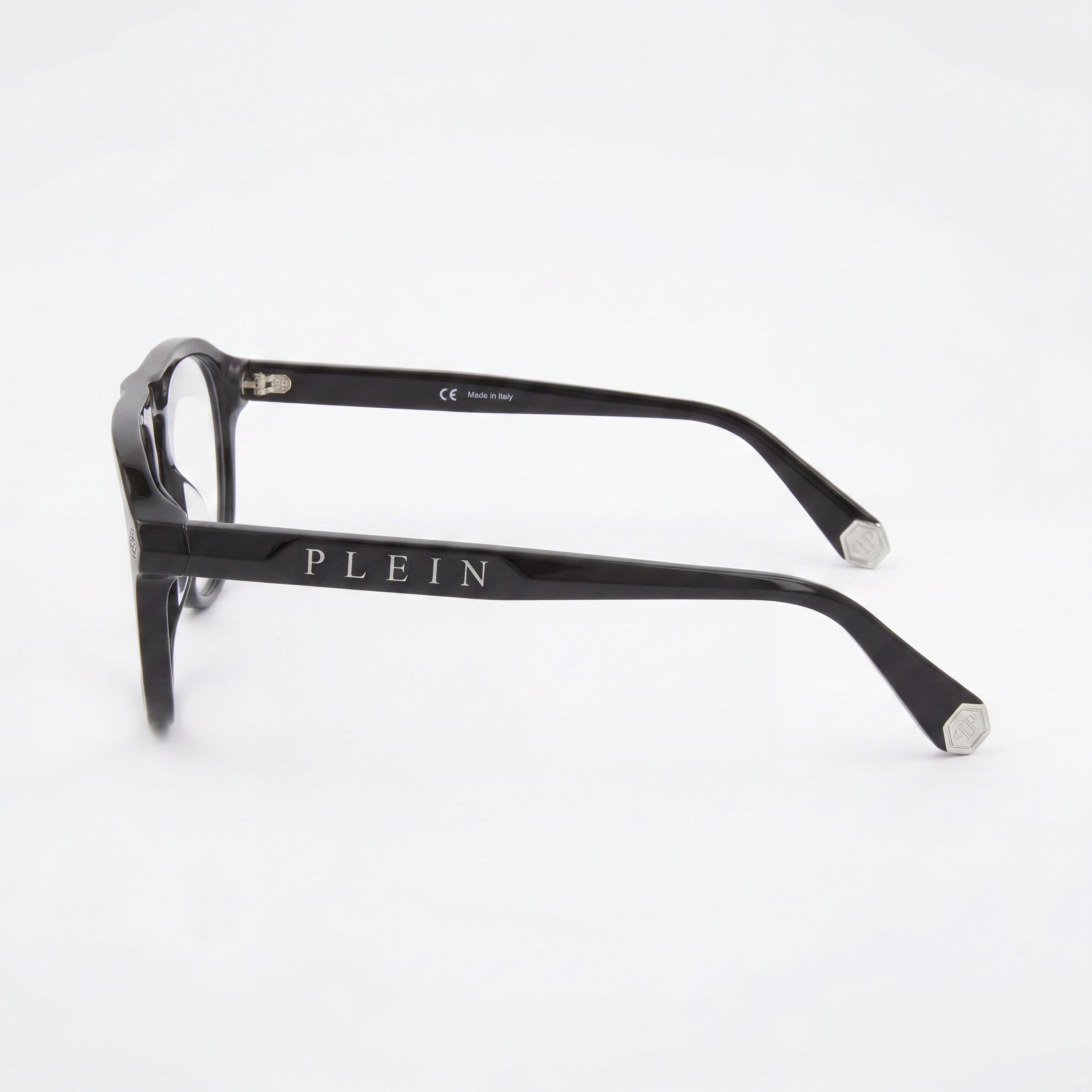 Philipp Plein Vpp016m Unisex Plastic Frame Eyewear in Shiny Black with Multicoloured Lenses, Lens Width 55mm, Photo 2