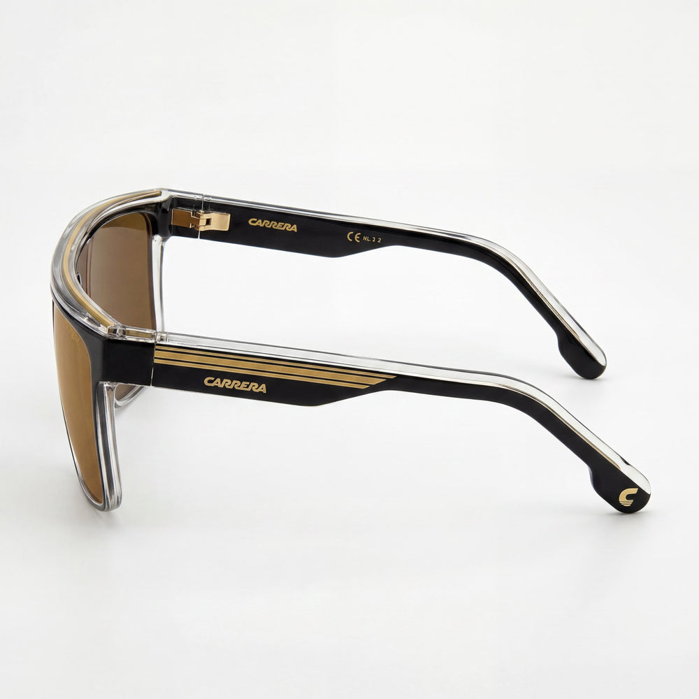 Carrera Modern Men's Black Gold Polyamide Frame Gold High Contrast Lenses UV Protected Sunglasses 63mm