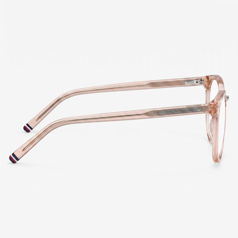 Gafas de sol Tommy Hilfiger TH 1734 de acetato ovalado y acero inoxidable para mujer, montura rosa claro o gris, lente rosa claro de 50 mm