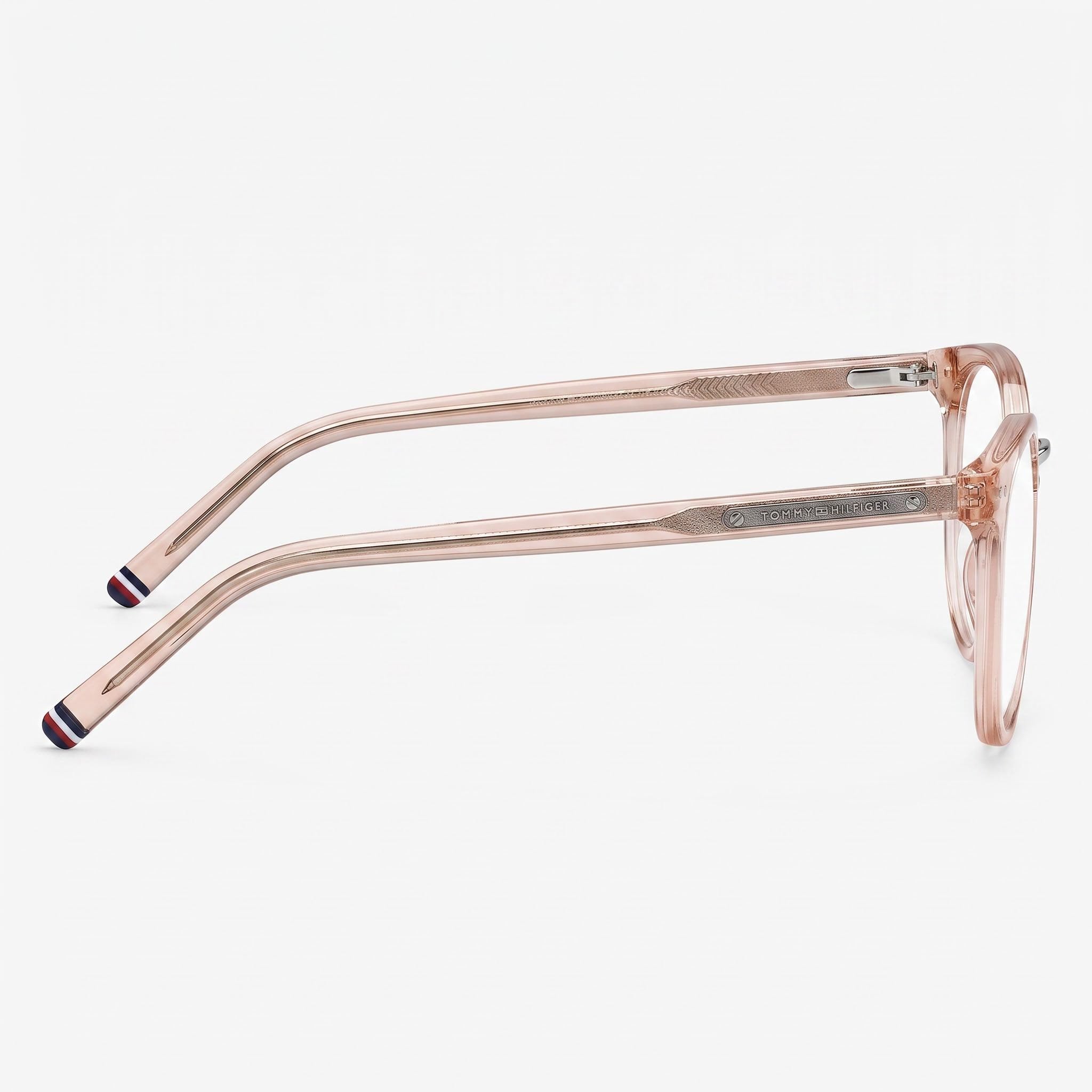 Tommy Hilfiger TH 1734 Women's Oval Acetate Stainless Steel Eyeglasses Light Pink Or Gray Frame, Light Pink Lens 50mm, Photo 3