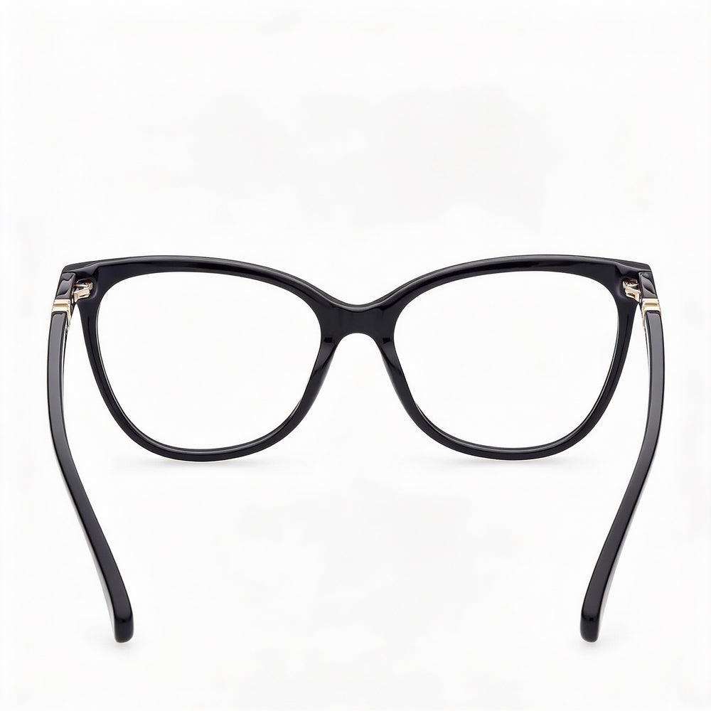 Gafas MaxMara MM5018 para mujer con montura de acetato en negro brillante y dorado pálido brillante - Ancho de lente de 53 mm