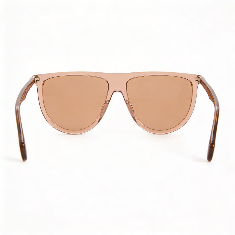 Gafas de sol clásicas Rag & Bone para mujer: montura de acetato marrón, lentes con protección UV, ancho de lente de 57 mm