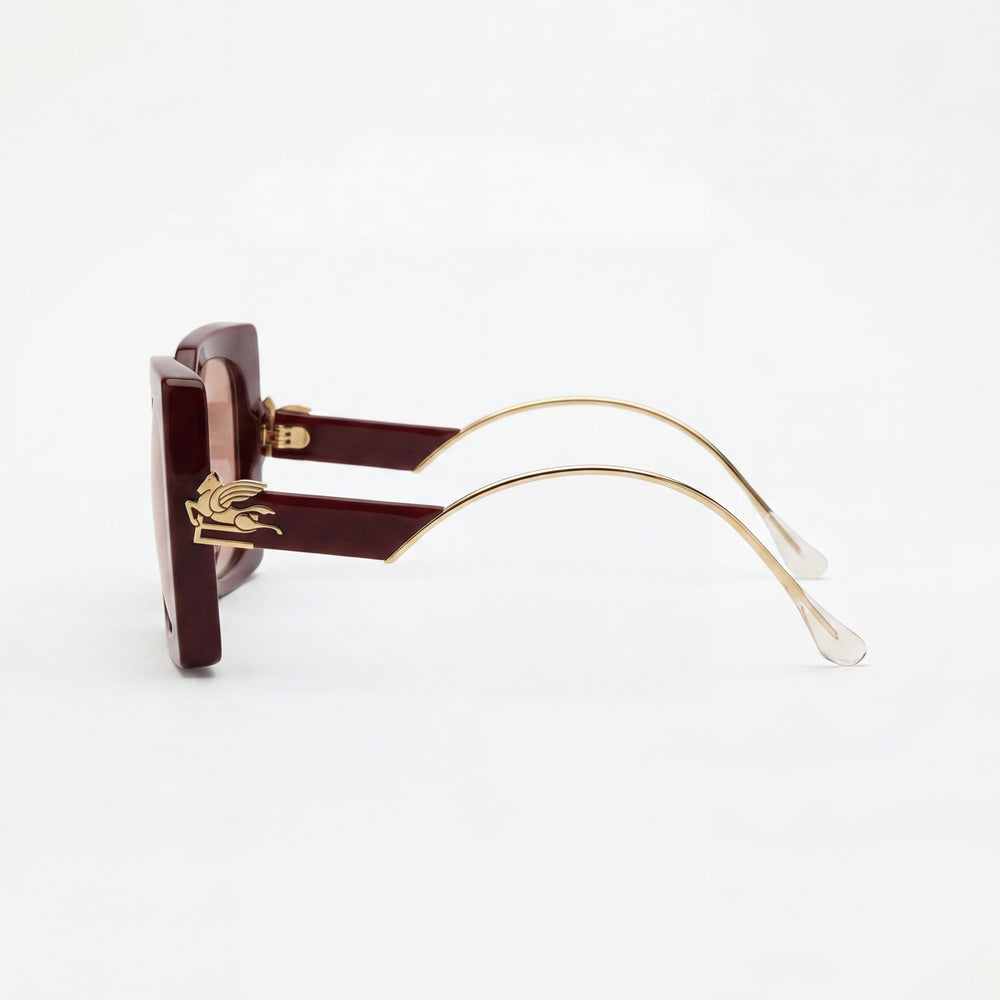 Etro Women's Casual Style Wine Red Acetate Sunglasses with Pink Flash Silver Lenses, Size 54-23-140