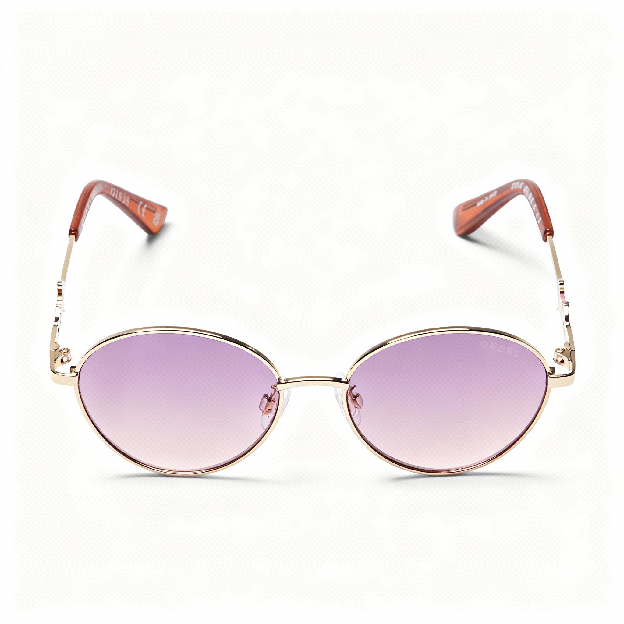 GUESS GF4014 Women's Round Non-Polarized Sunglasses 50mm, Gold Gradient Mirror Violet Metal Frame, Violet Plastic Lens, Photo 3