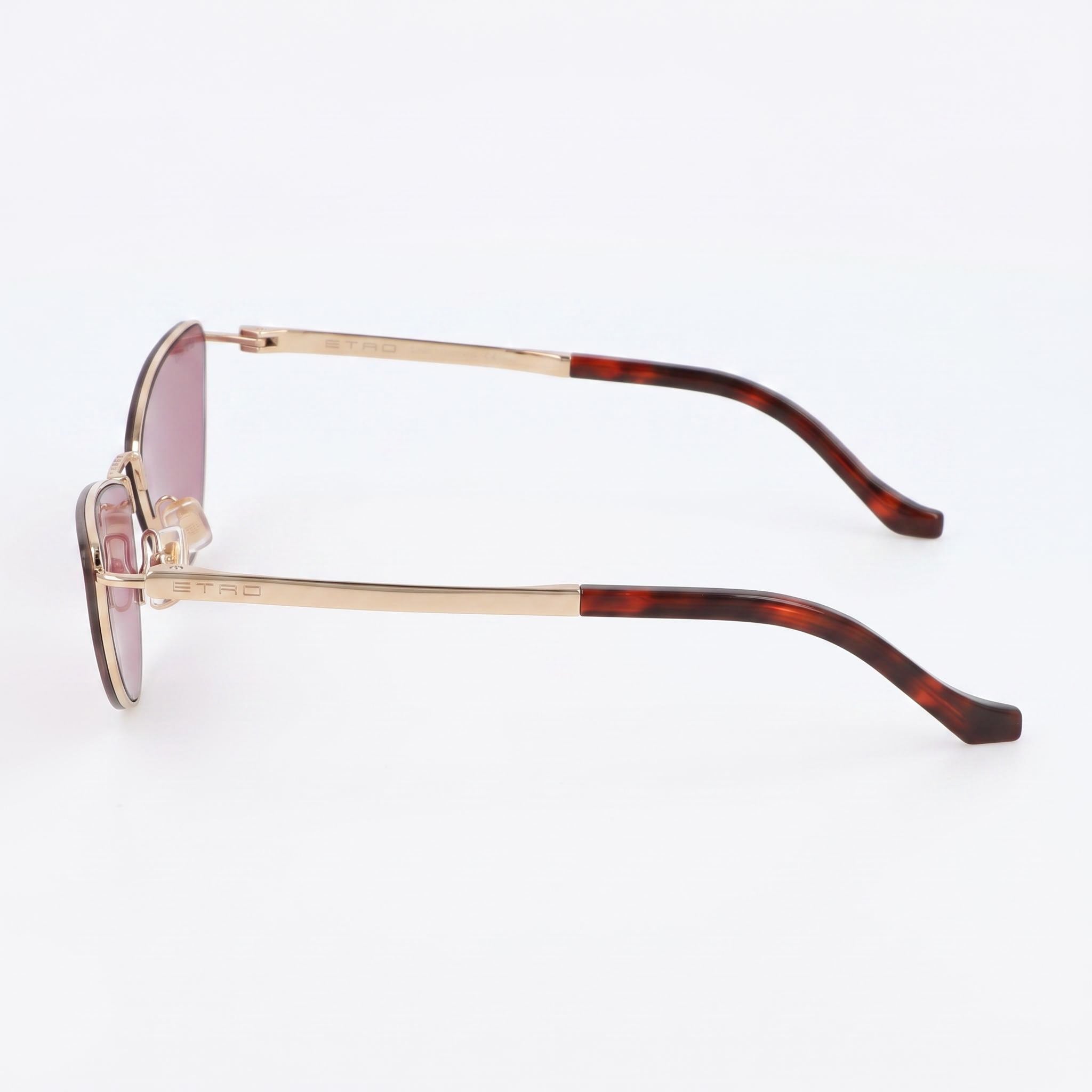 Gafas de sol casual Etro para mujer con montura de acero inoxidable en oro rosa y lentes rojas (64-15-145), Photo 3